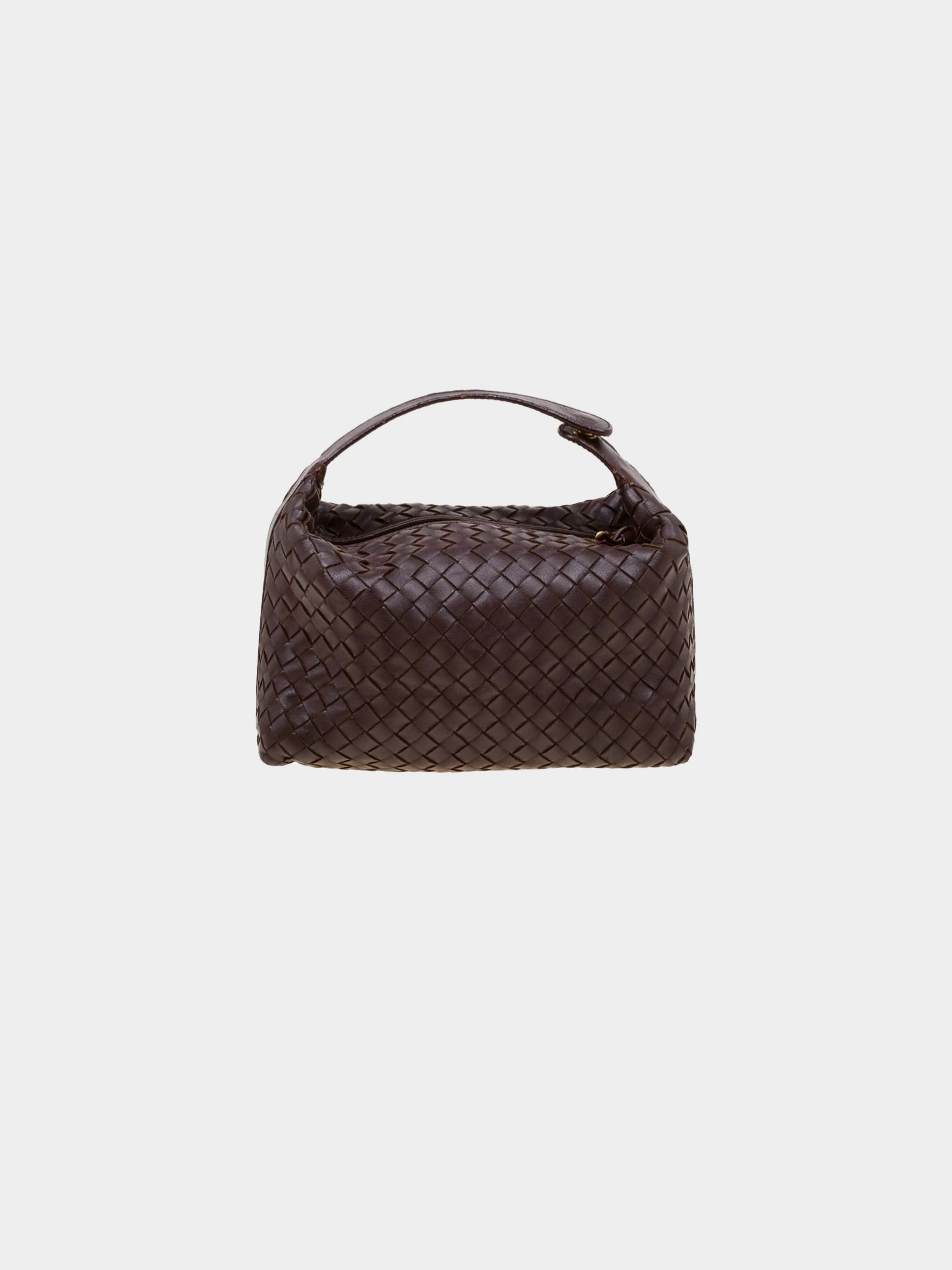 Bottega Veneta 2000s Brown Nappa Intrecciato Cosmetic Bag