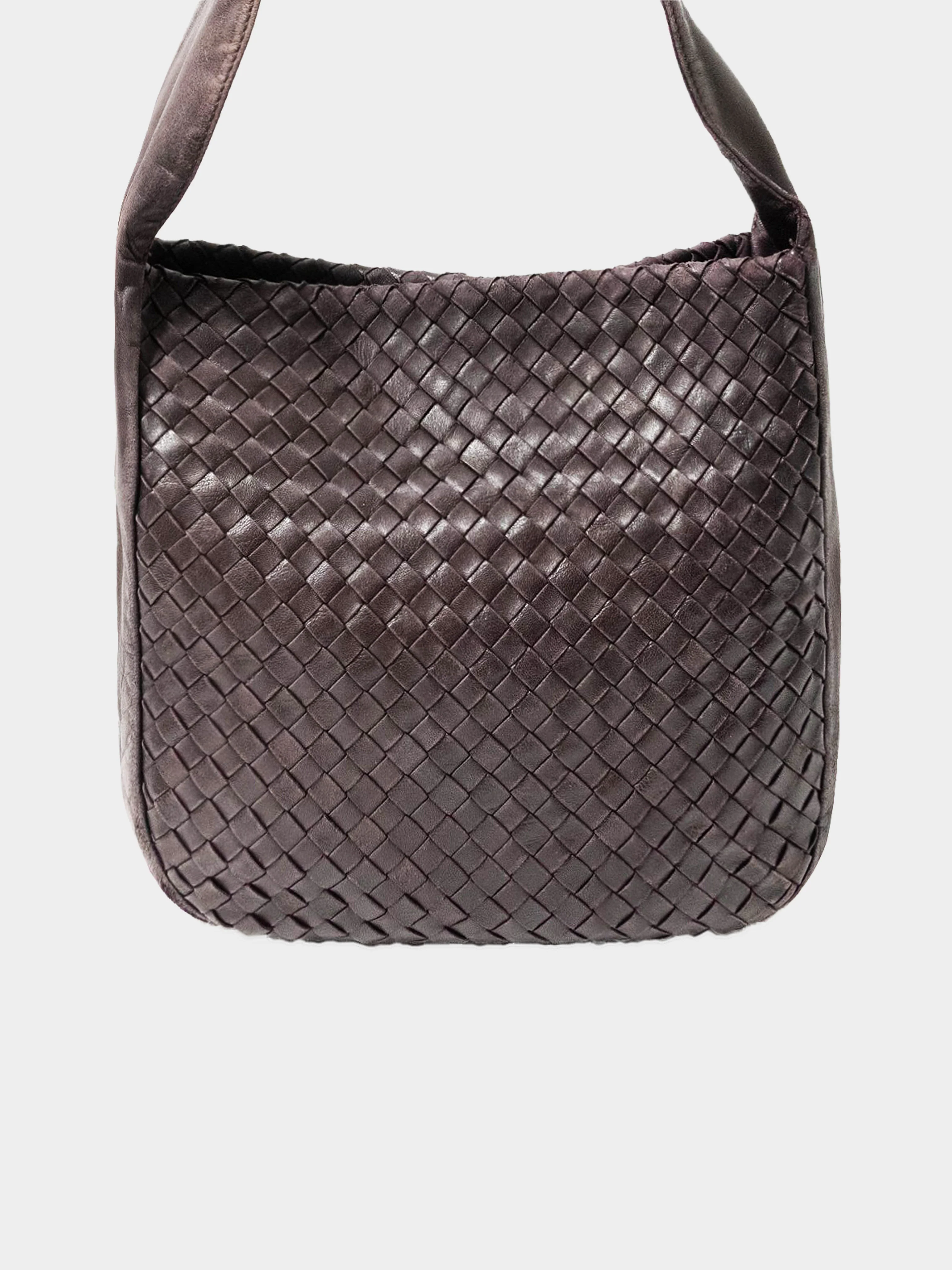 Bottega Veneta 2000s Dark Brown Intrecciato Leather Hobo Bag - Image 2