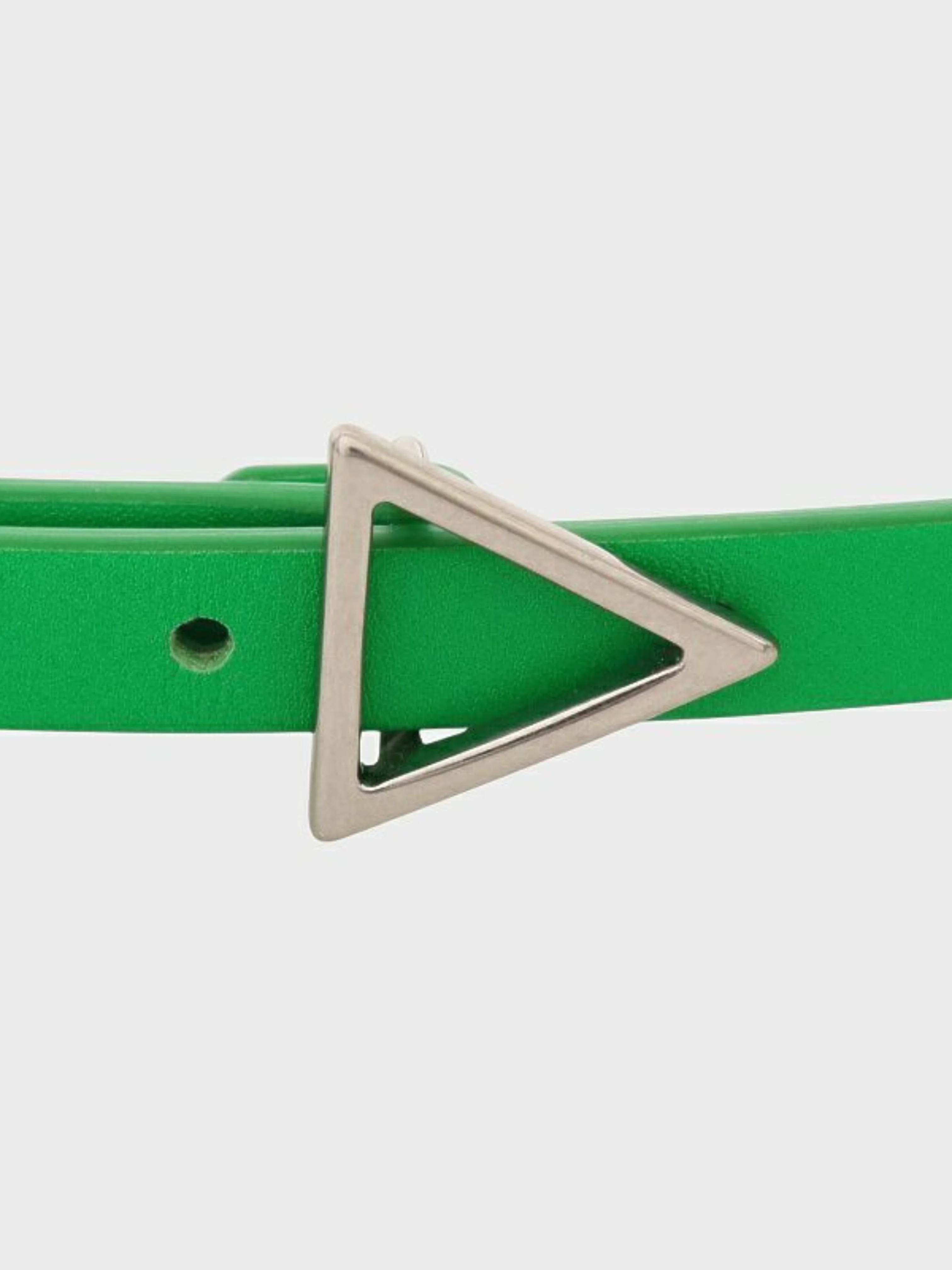 Bottega Veneta 2000s Green Leather Triangle Buckle Belt - Image 5