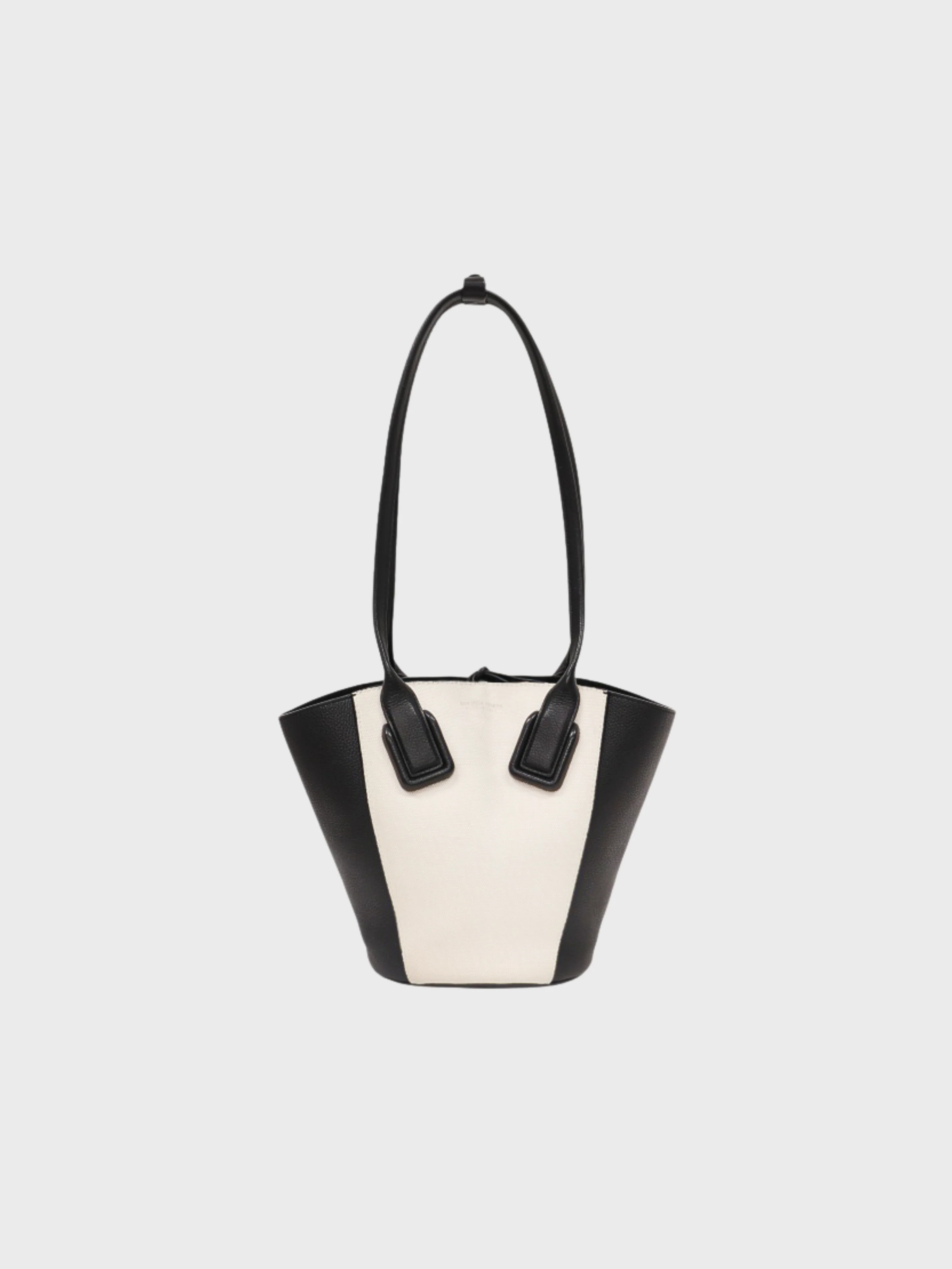 Bottega Veneta SS 2019 Ivory Black Canvas Leather Small Basket Bag
