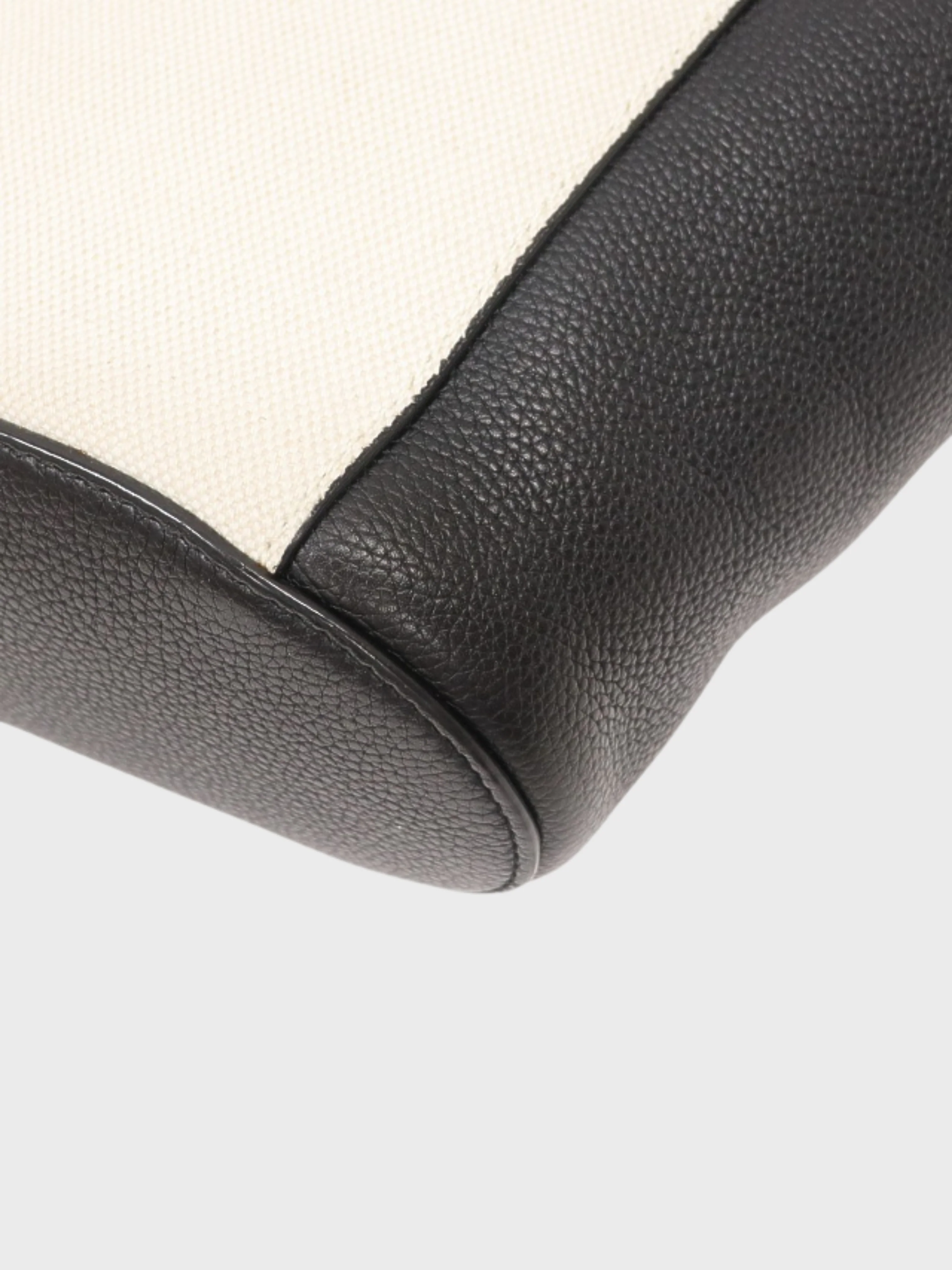 Bottega Veneta SS 2019 Ivory Black Canvas Leather Small Basket Bag - Image 5