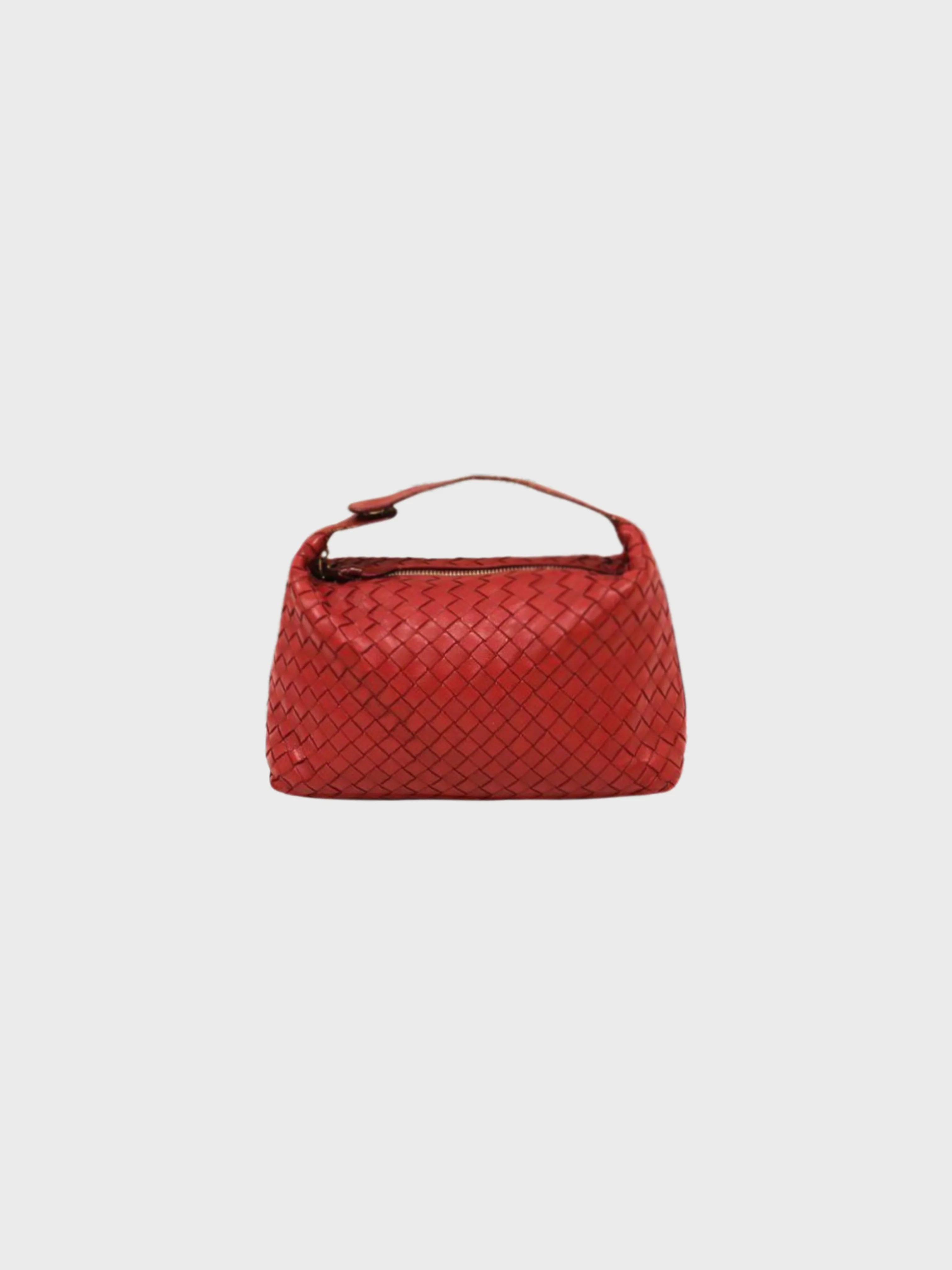 Bottega Veneta 2000s Red Leather Intrecciato Mini Handbag