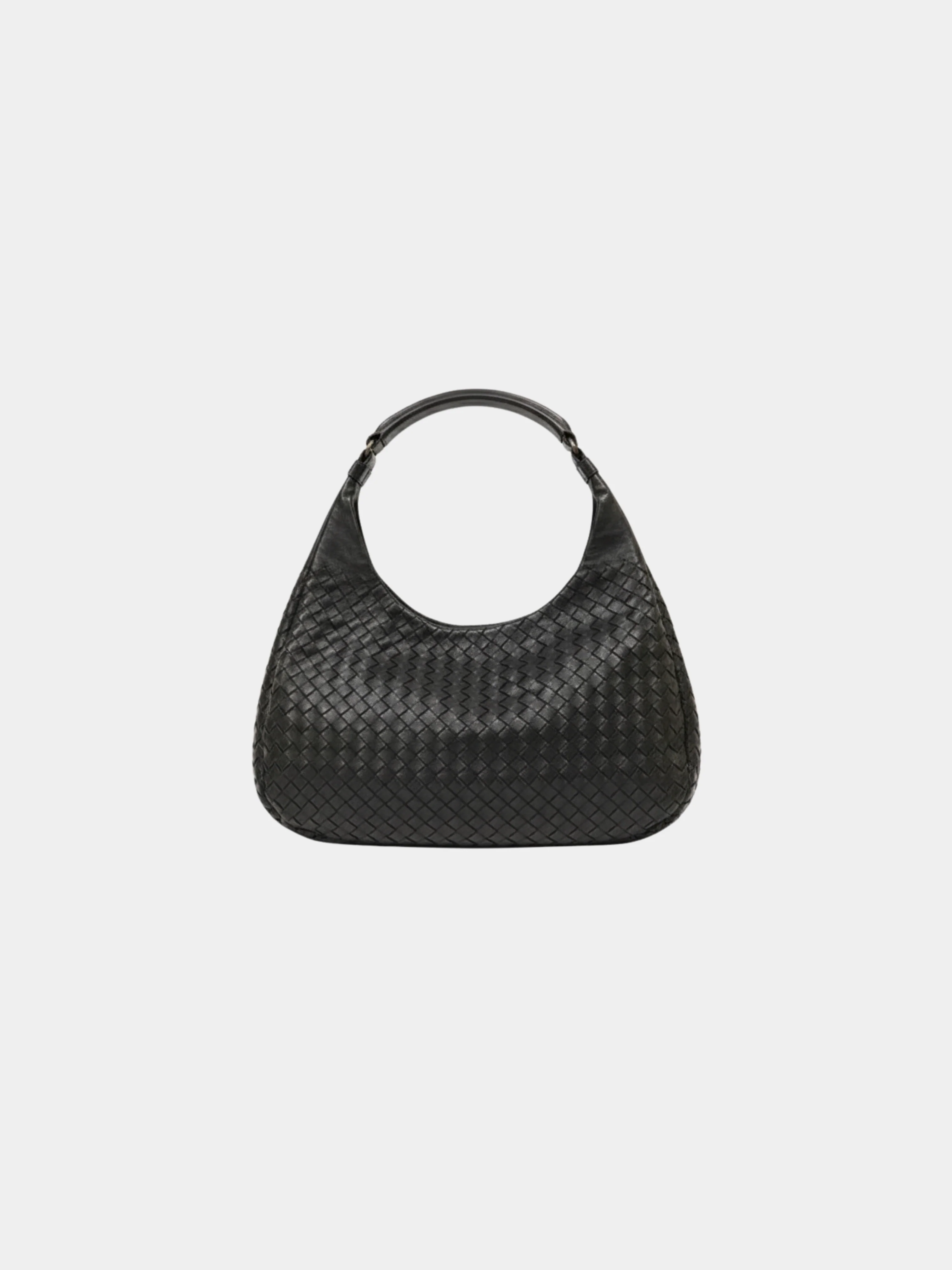 Bottega Veneta 2010s Black Leather Intrecciato Shoulder Bag