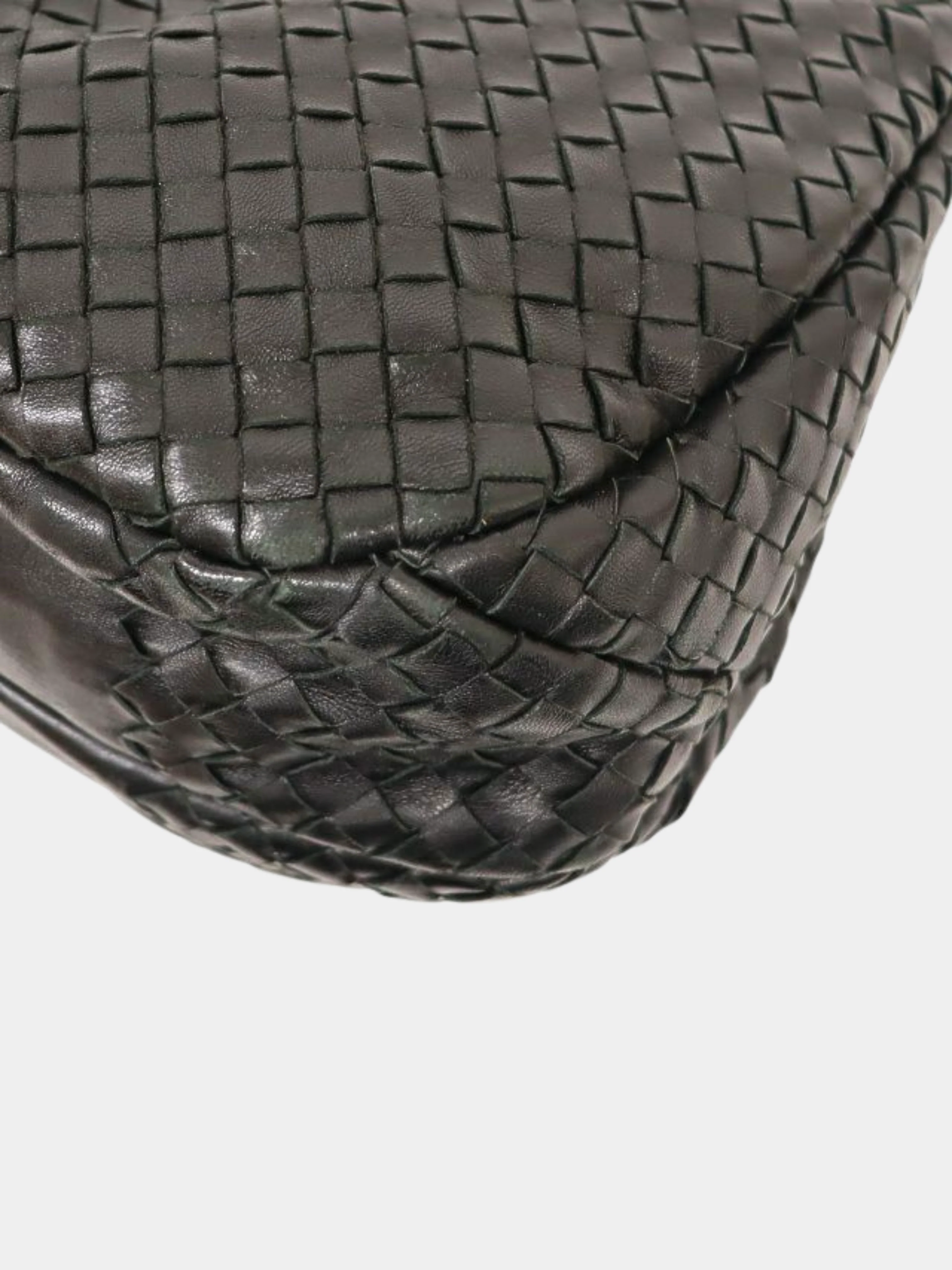 Bottega Veneta 2010s Black Leather Intrecciato Shoulder Bag - Image 5