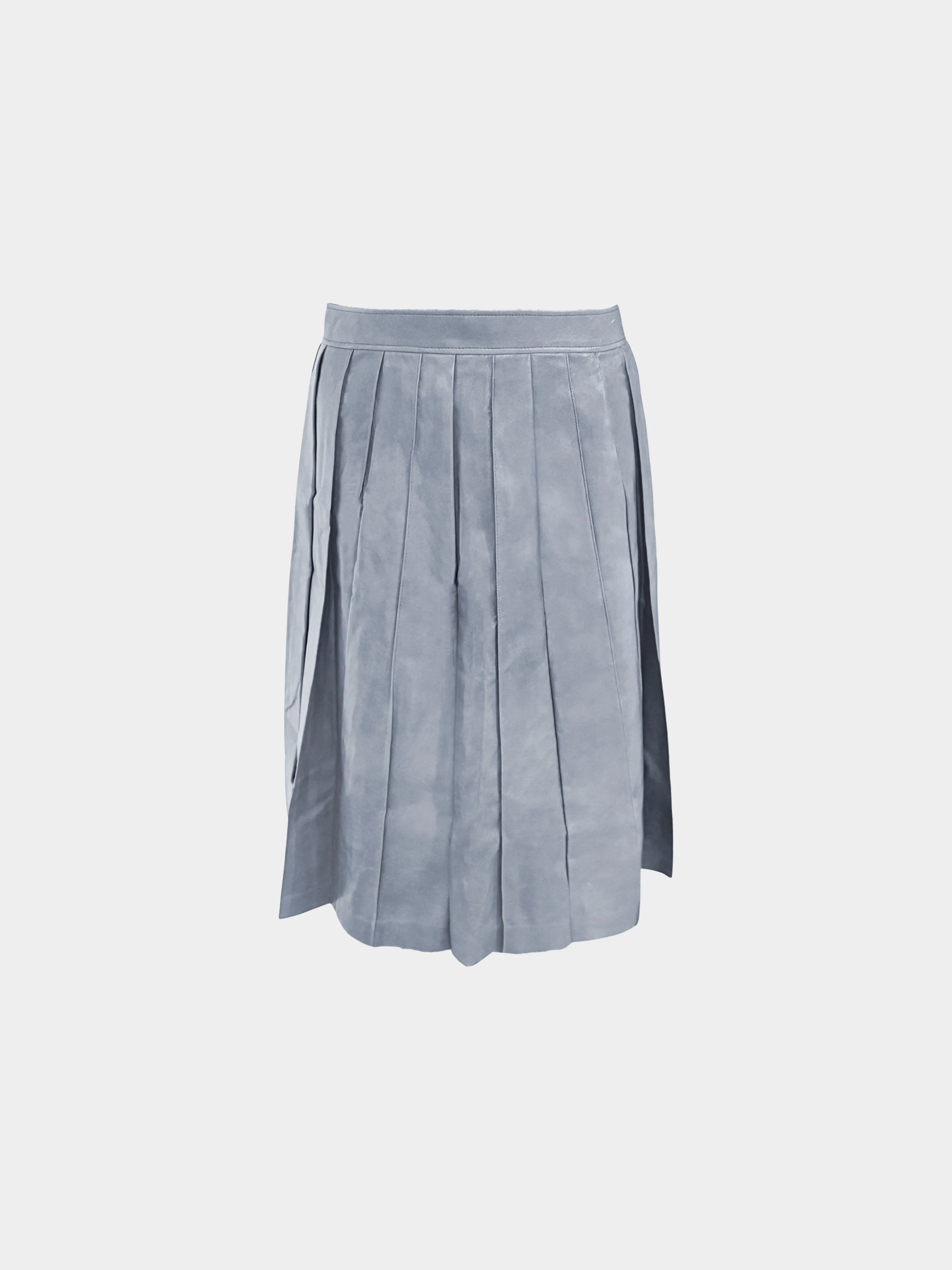 Bottega Veneta 2010s Blue Lambskin Pleated Skirt