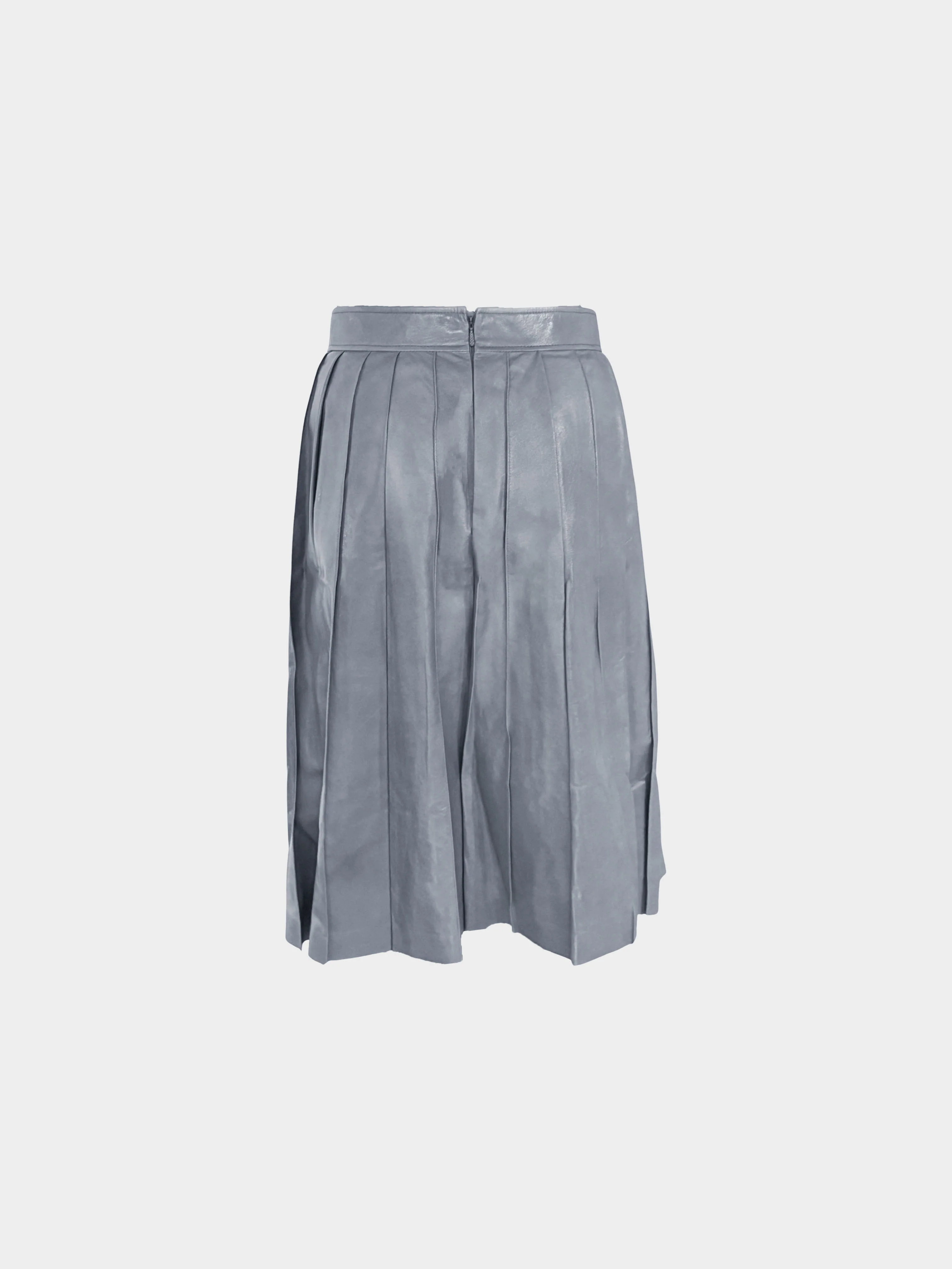 Bottega Veneta 2010s Blue Lambskin Pleated Skirt - Image 2