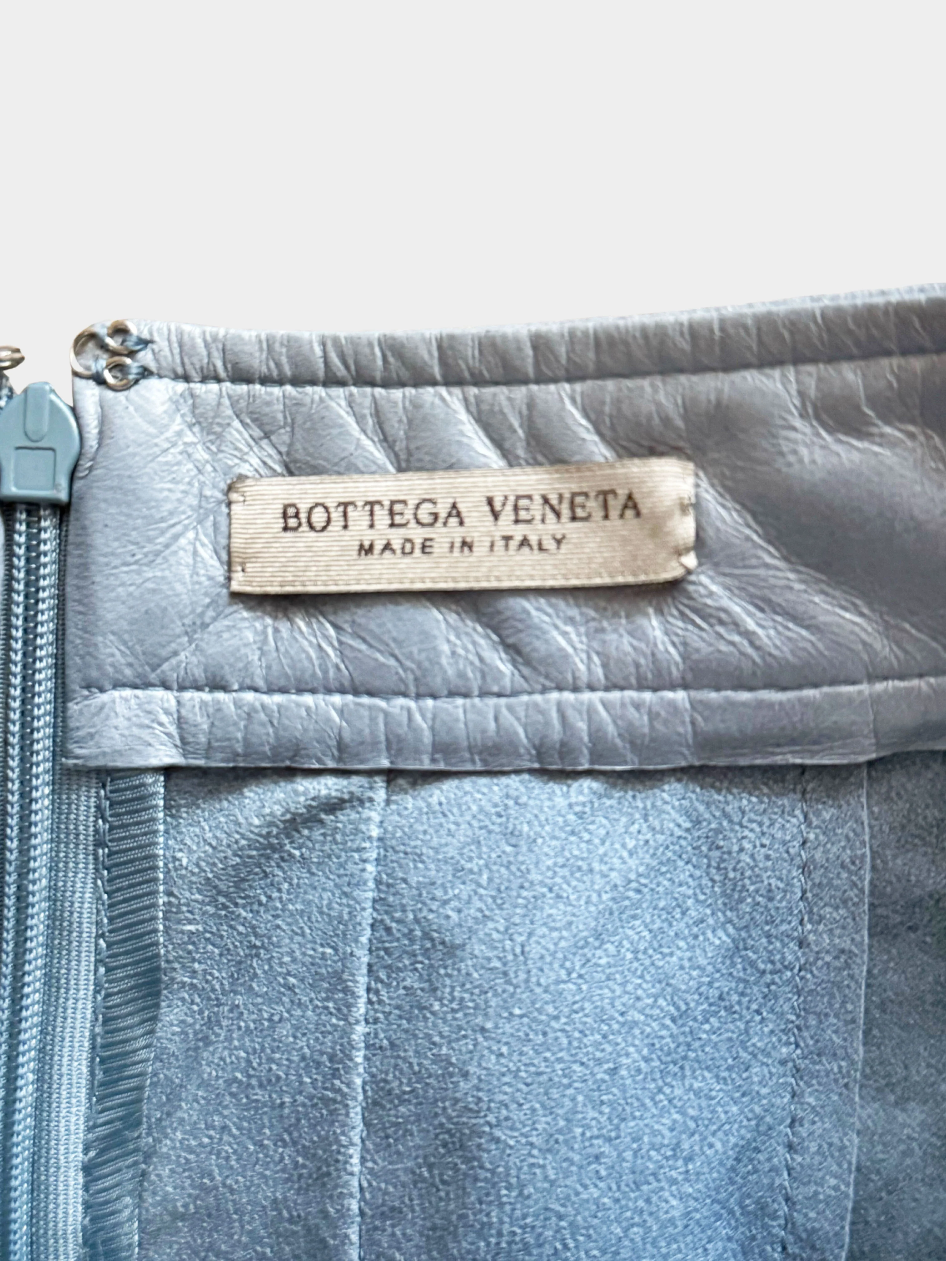 Bottega Veneta 2010s Blue Lambskin Pleated Skirt - Image 3
