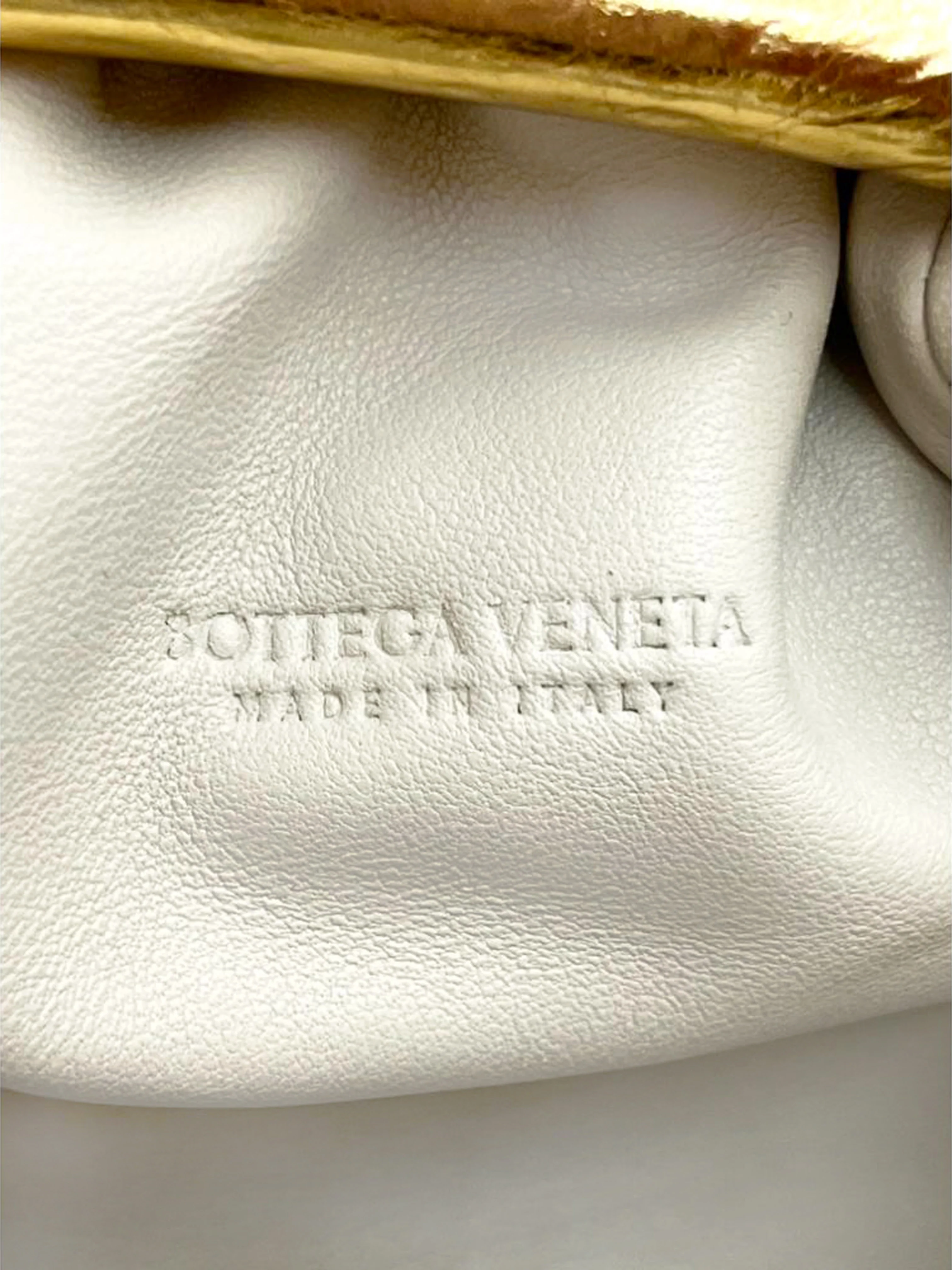 Bottega Veneta 2019 Metallic Gold Leather Mini Pouch with Strap - Image 4