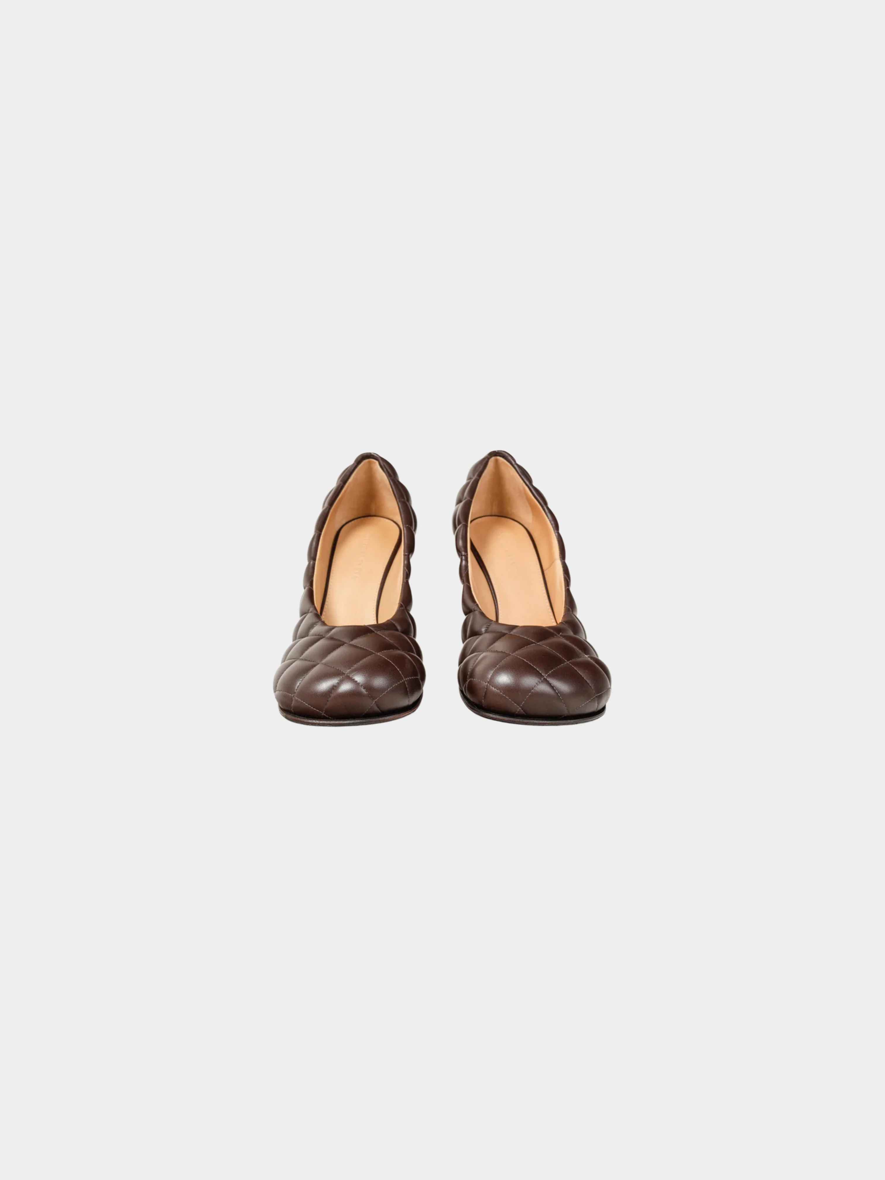 Bottega Veneta FW 2019-2020 Brown Quilted Nappa Leather Heels - Image 2