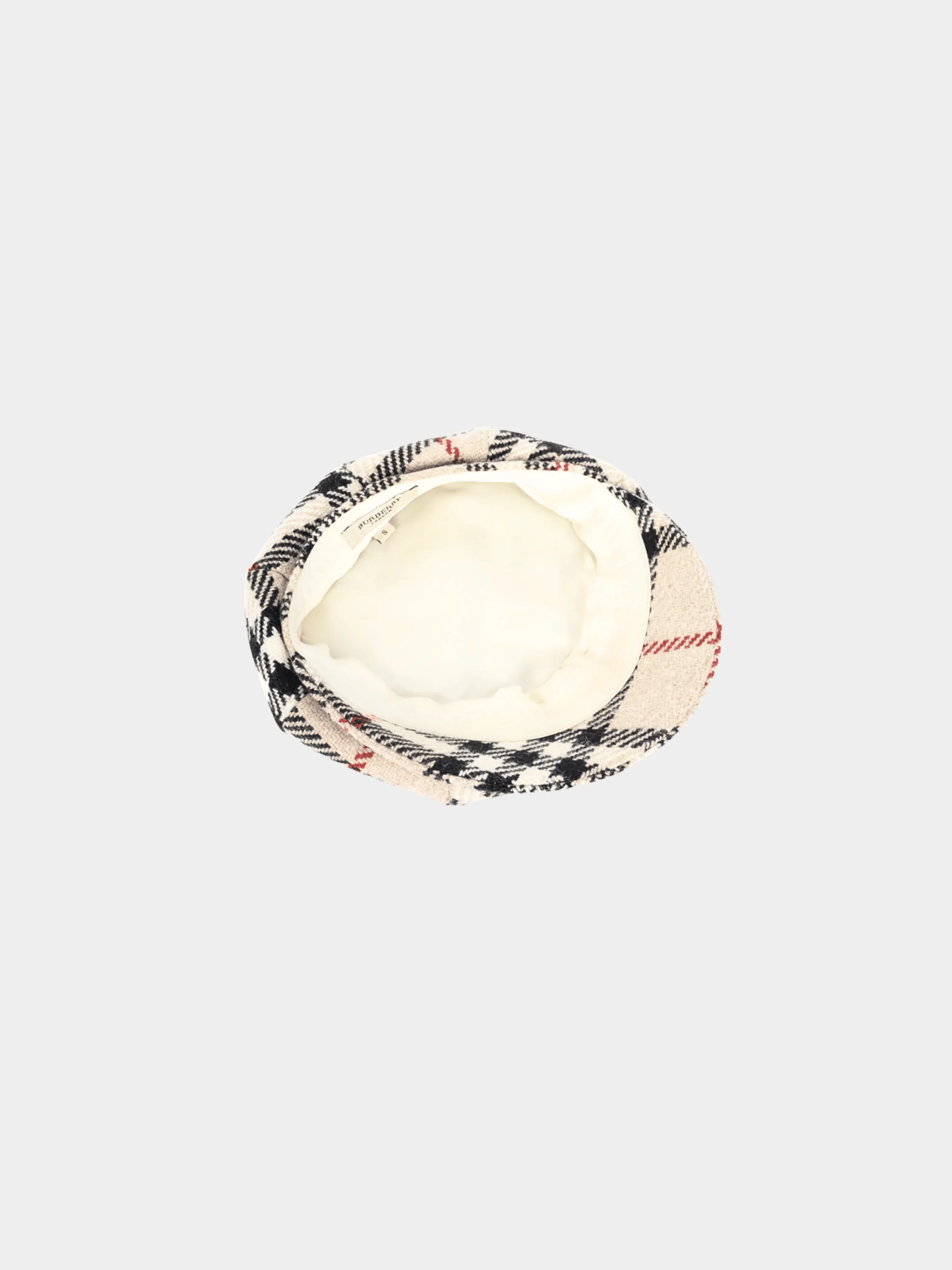 Burberry 2000s Beige Check Wool-Tweed Newsboy Cap - Image 4