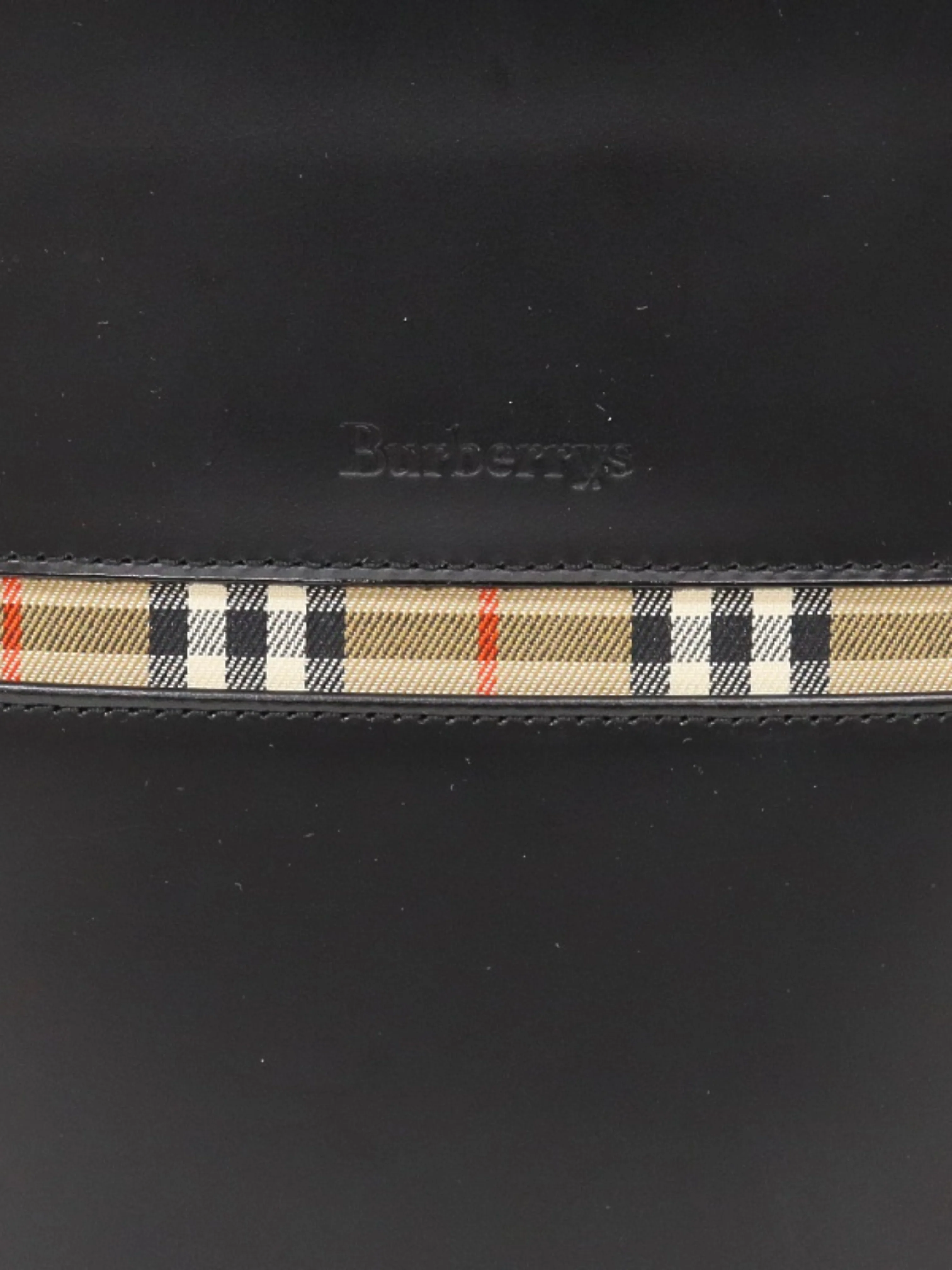 Burberry 2000s Black Leather Logo Check Tote Bag - Image 6