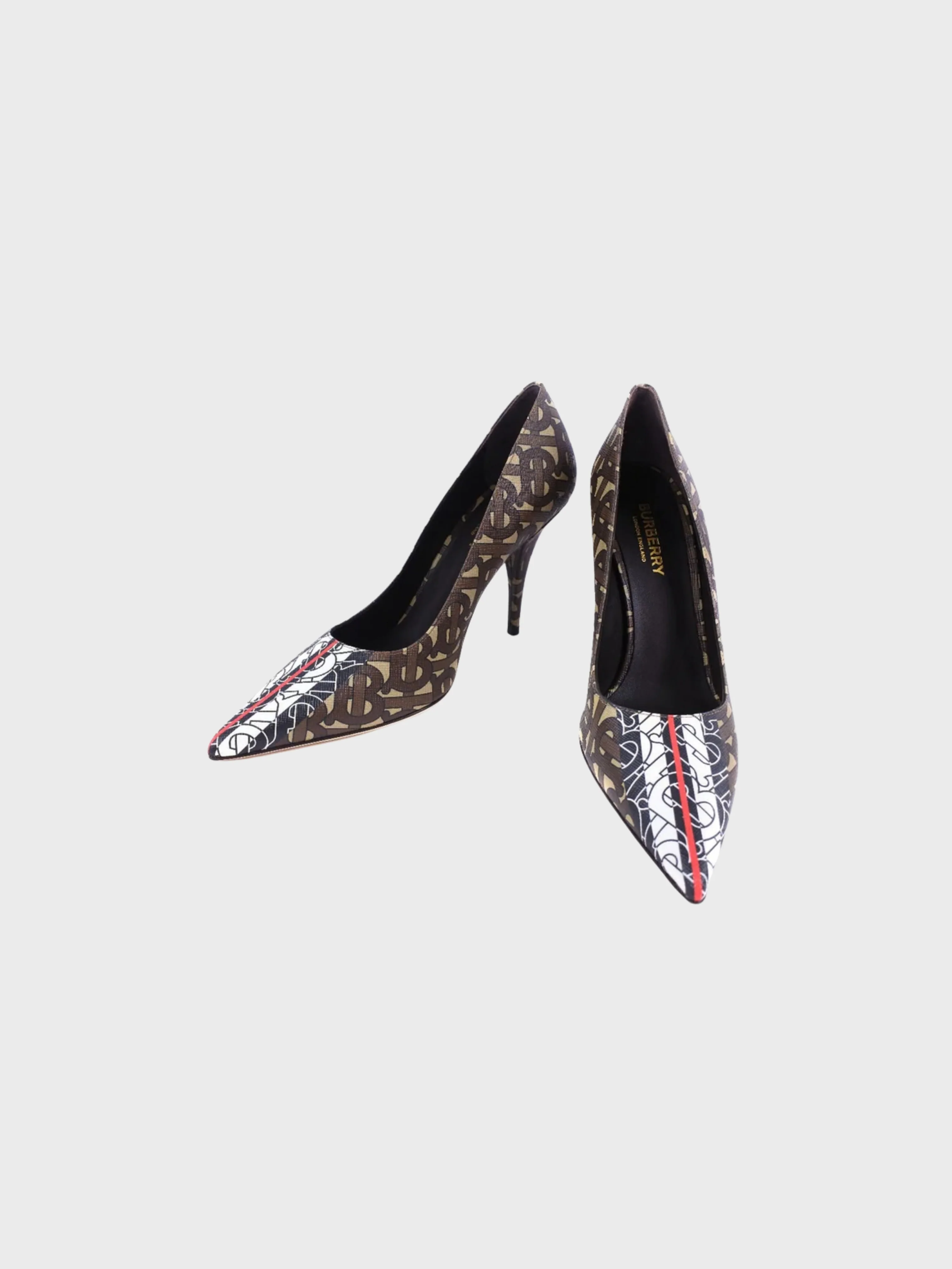 Burberry 2020s Brown Monogram PVC Calfskin Leather Pumps - Image 2