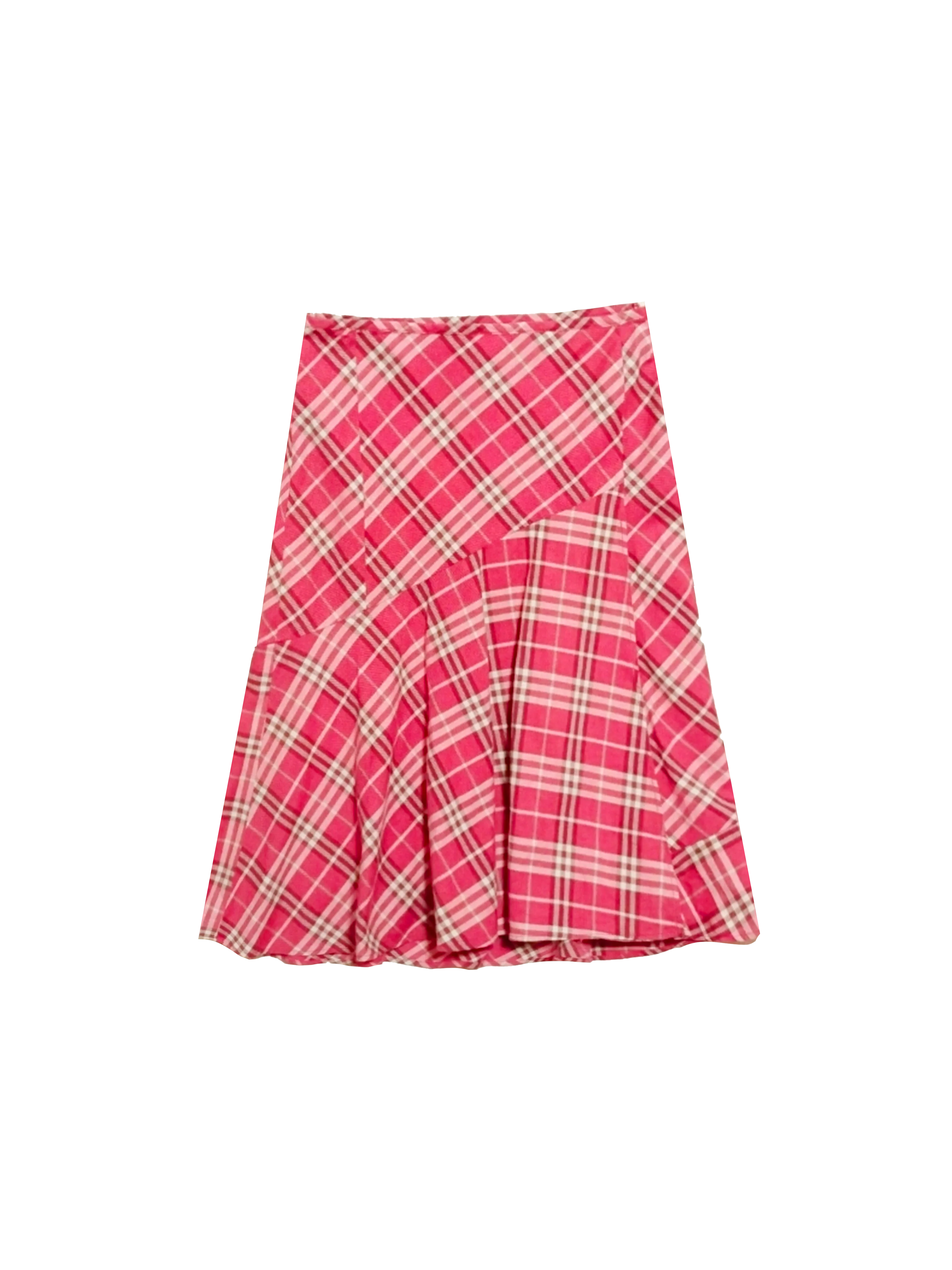 Burberry Blue Label 2000s Pink Pleated Novacheck Skirt
