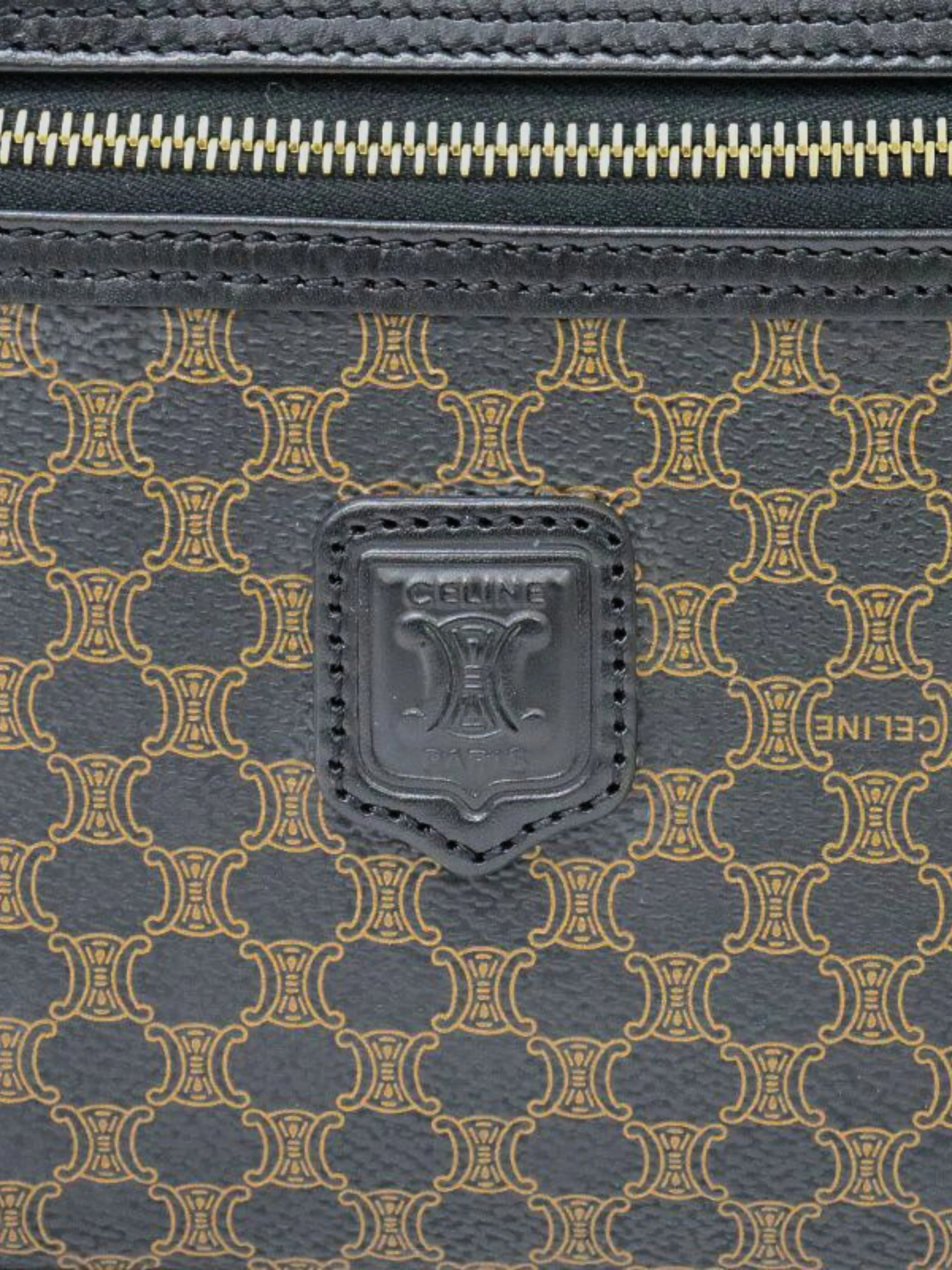 Celine 1990s Black Macadam Blazon Vanity Bag - Image 8
