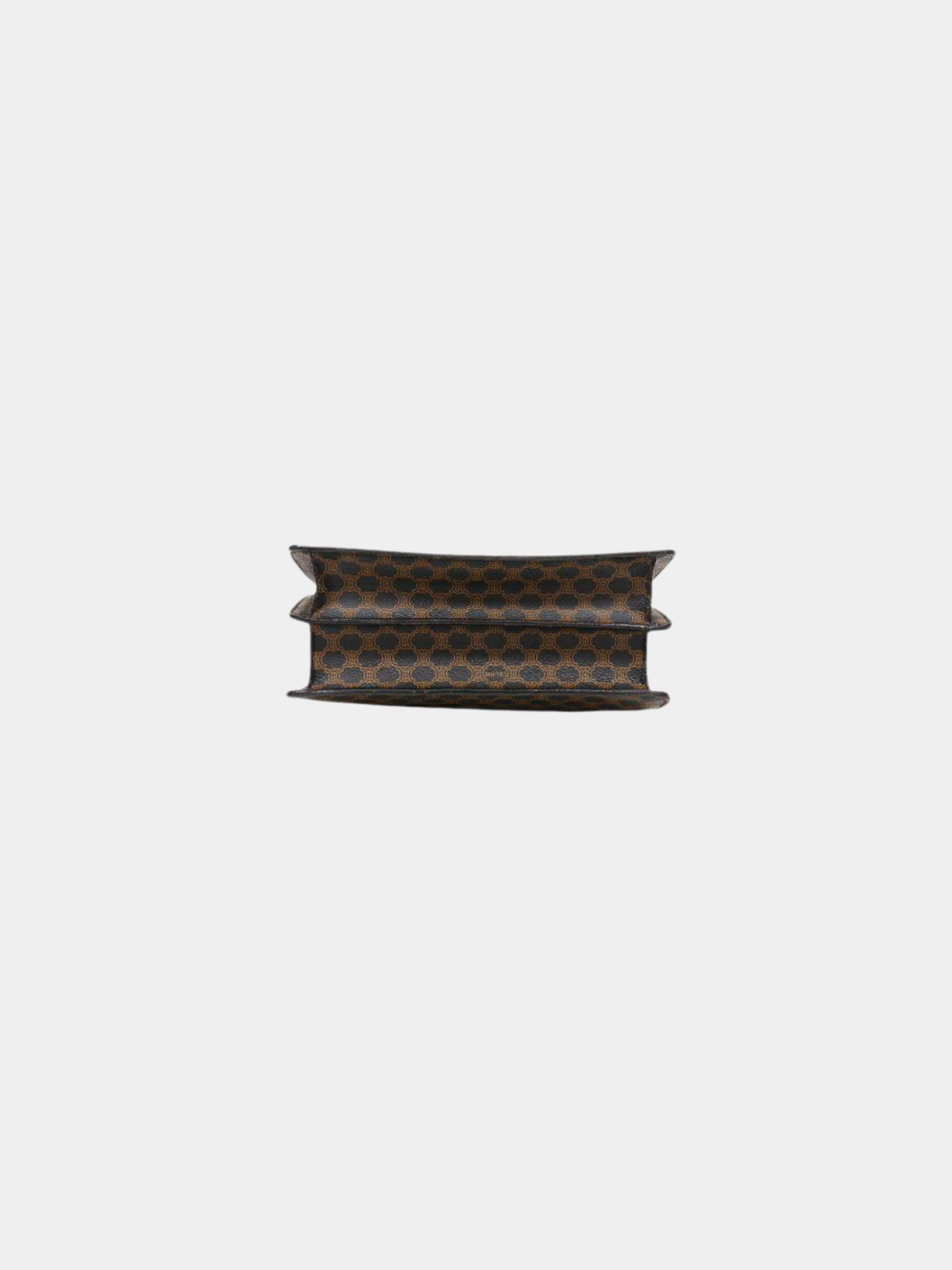Celine 1990s Black Macadam PVC and Leather Double Flap Handbag - Image 4