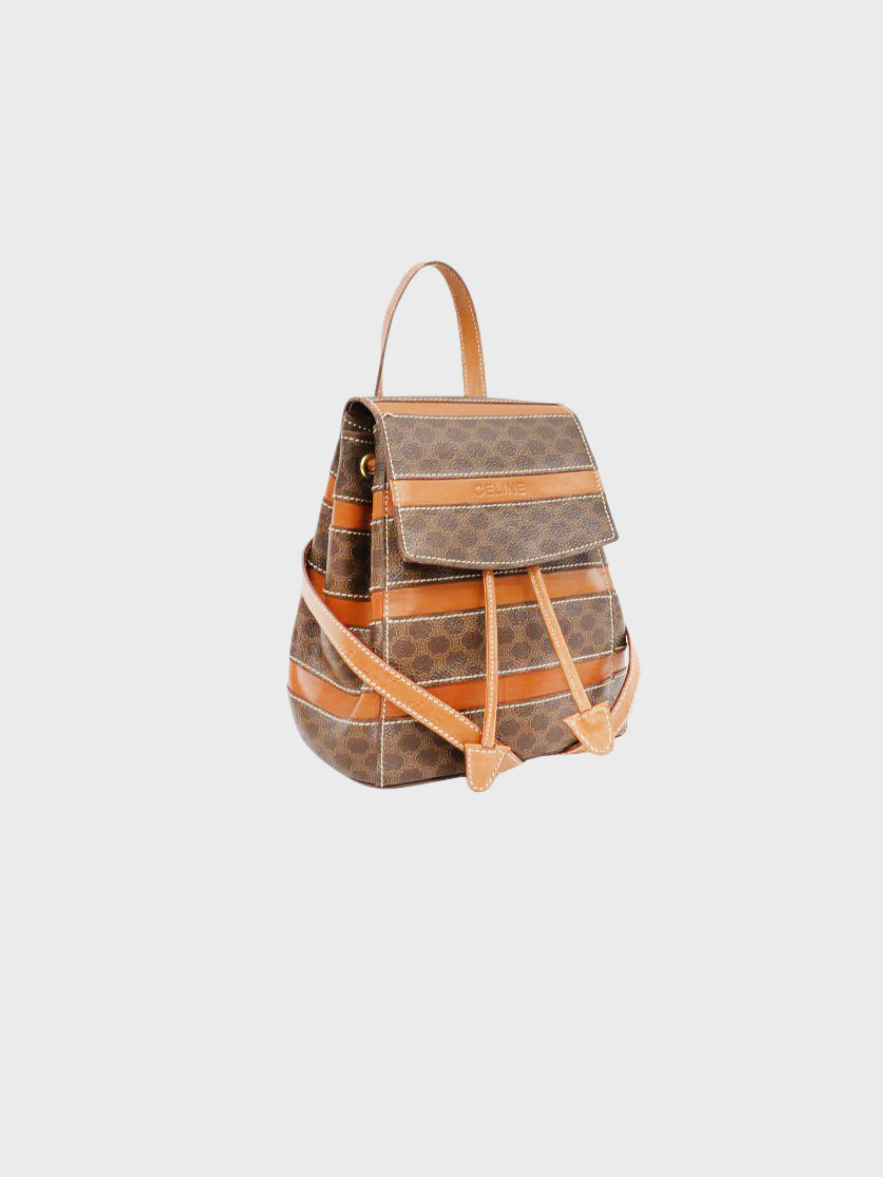 Celine 1990s Brown Macadam PVC Backpack