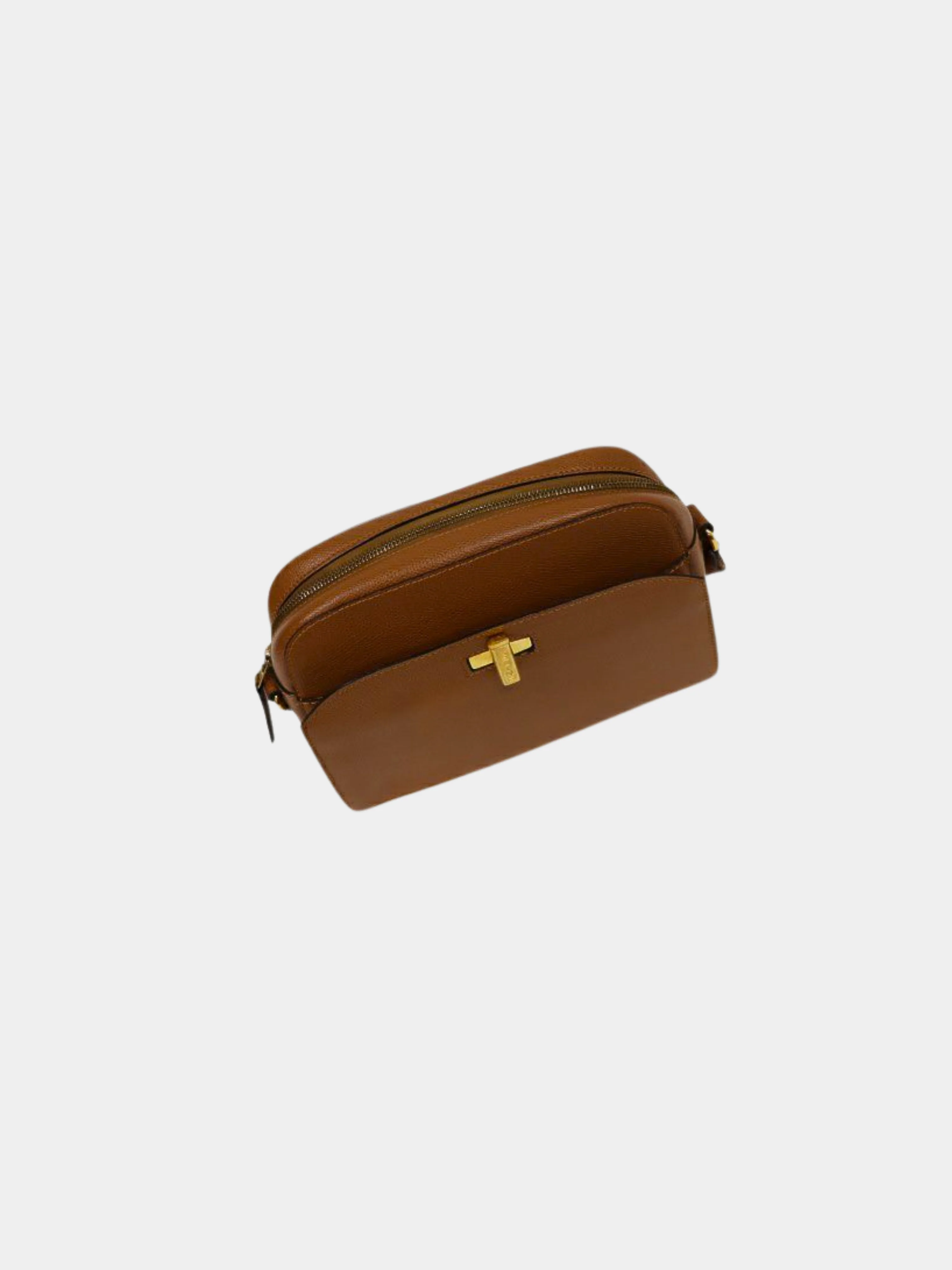 Celine 1990s Camel Logo Turn-Lock Leather Shoulder Bag - Image 6