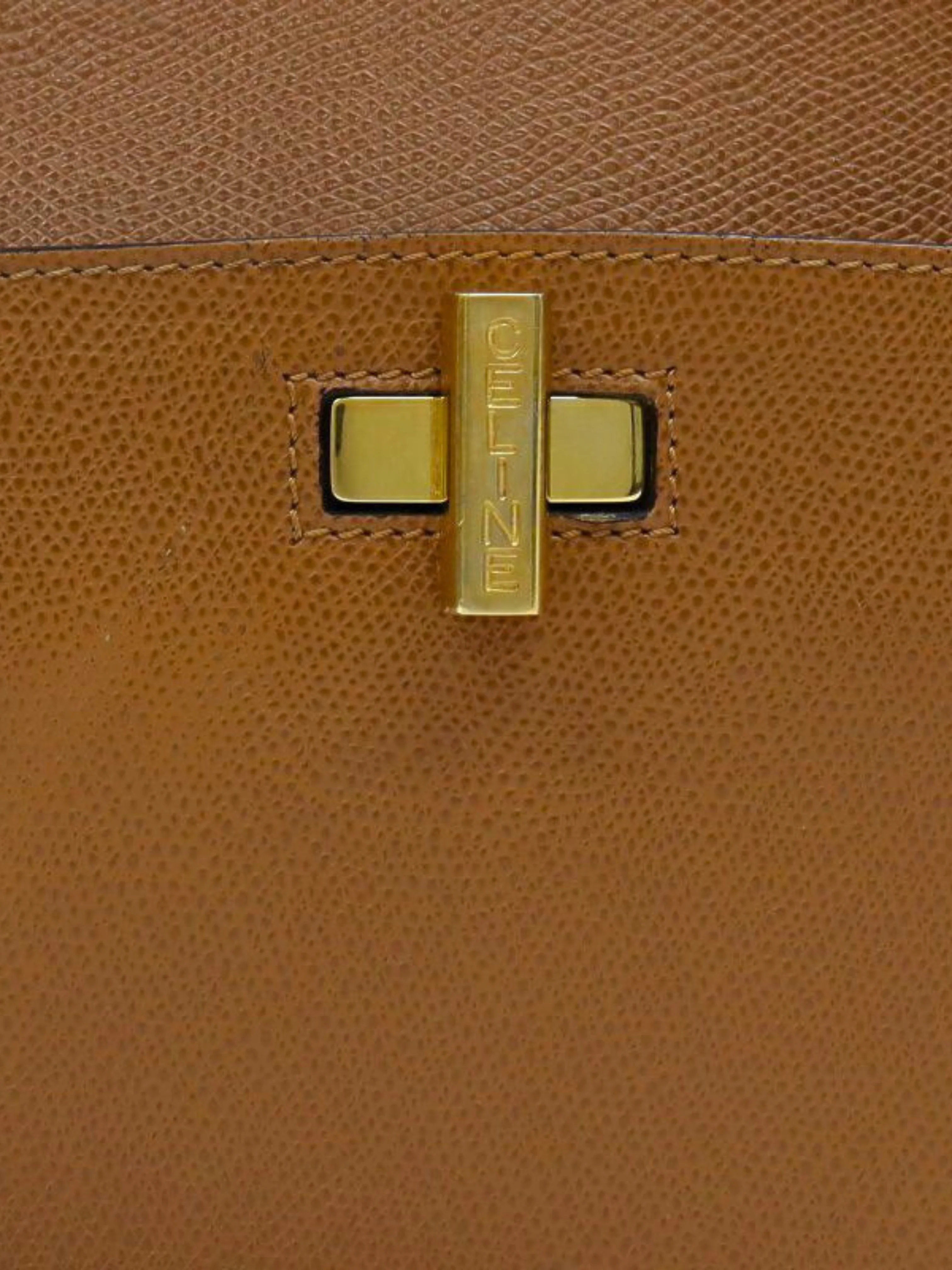 Celine 1990s Camel Logo Turn-Lock Leather Shoulder Bag - Image 7