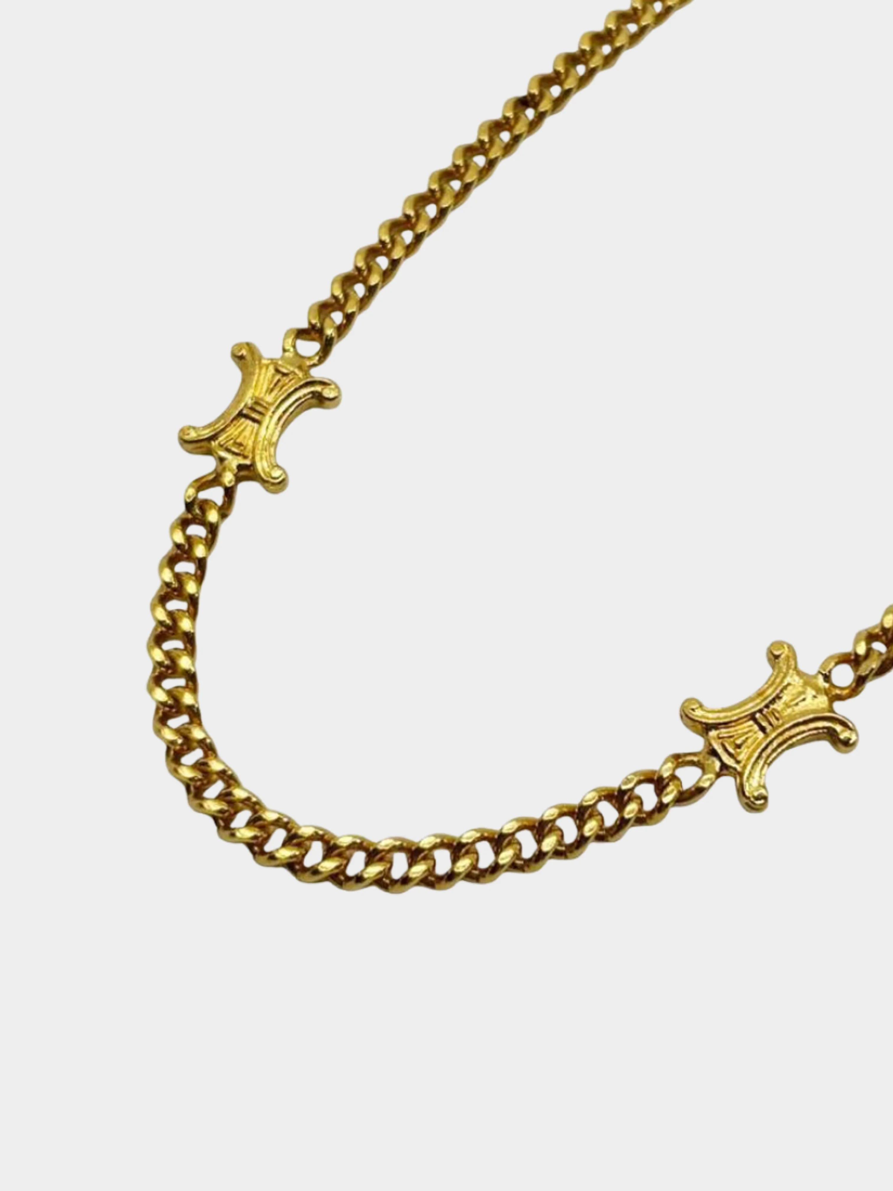 Celine 1990s Gold Long Triomphe Motif Necklace - Image 3