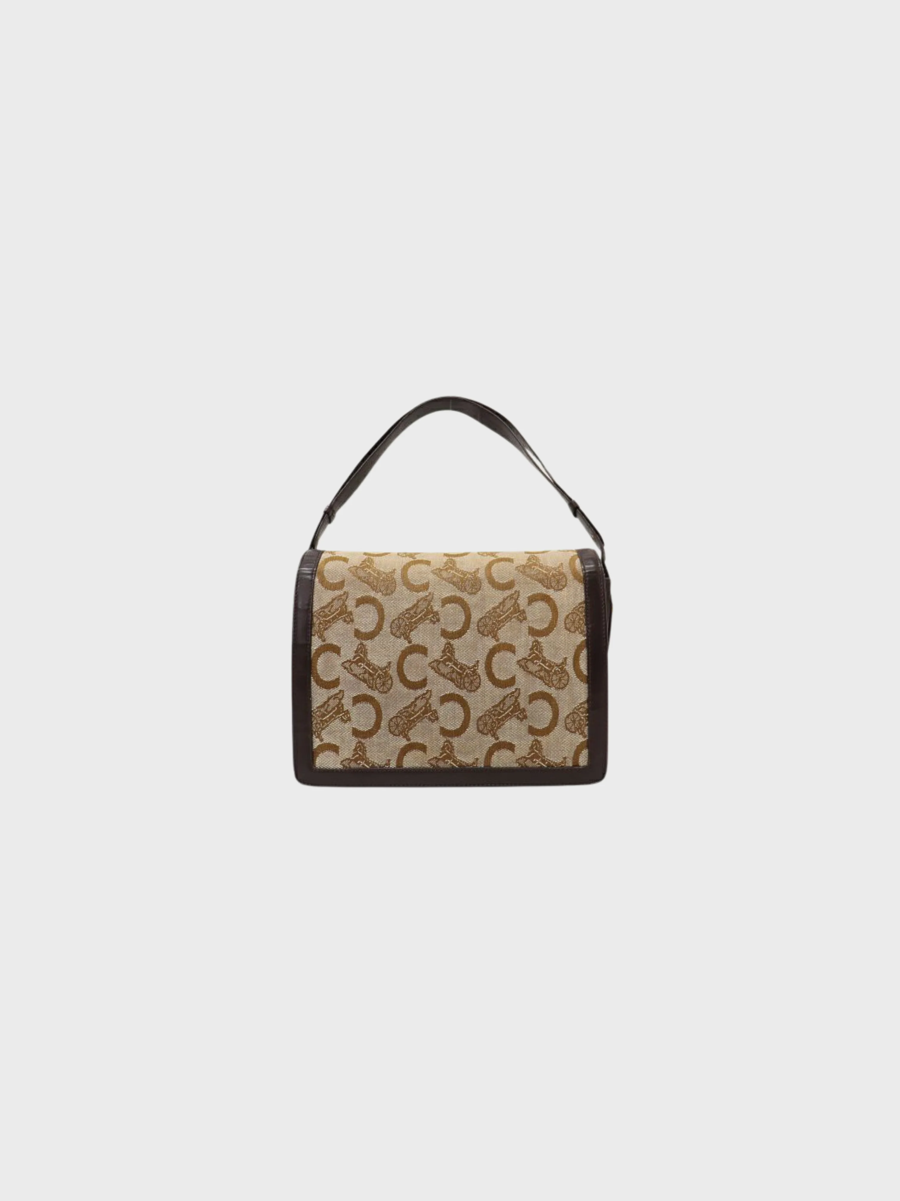 Celine 2000s Beige Brown Canvas Leather C Macadam One-Shoulder Bag - Image 2