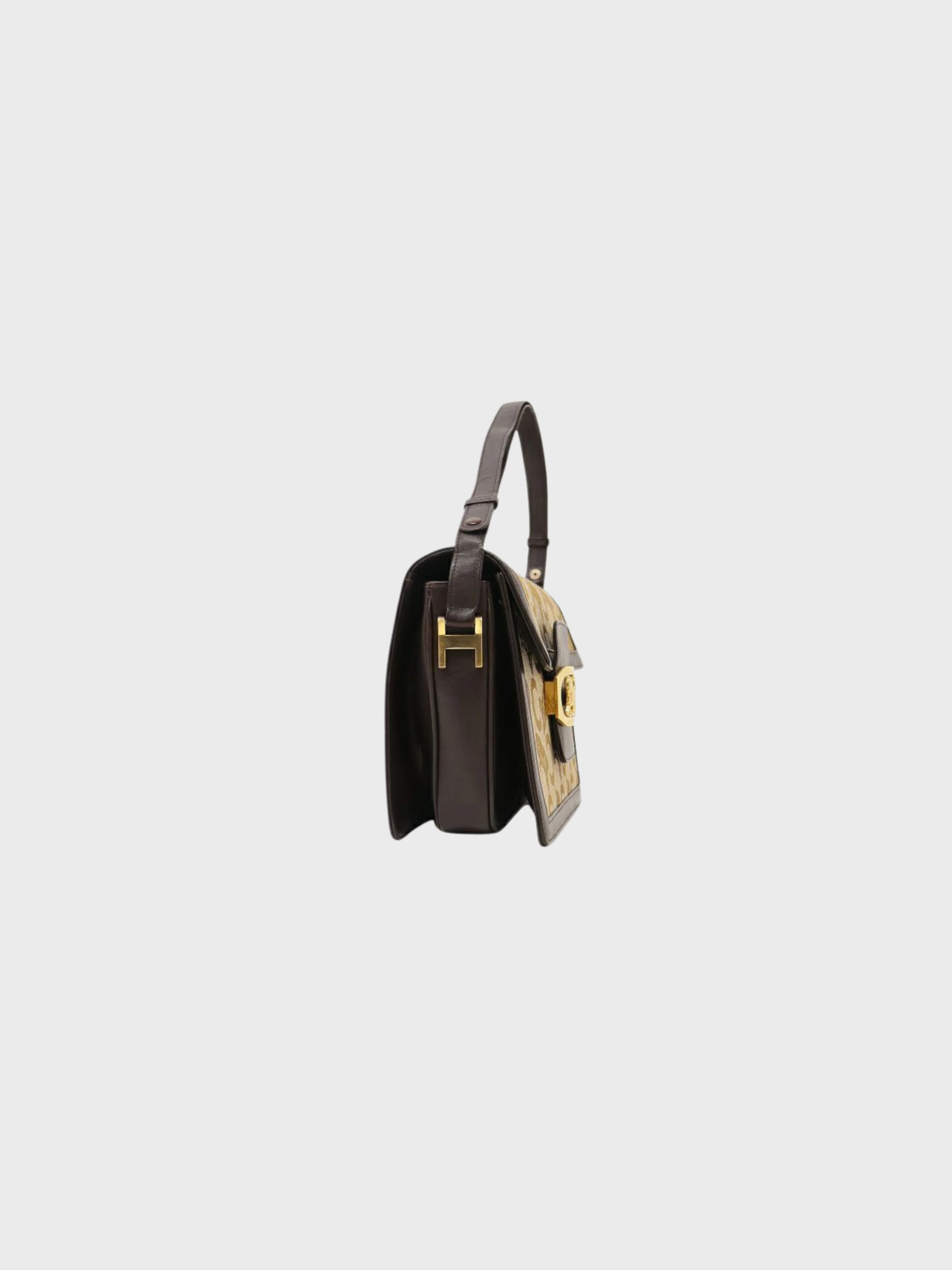 Celine 2000s Beige Brown Canvas Leather C Macadam One-Shoulder Bag - Image 3