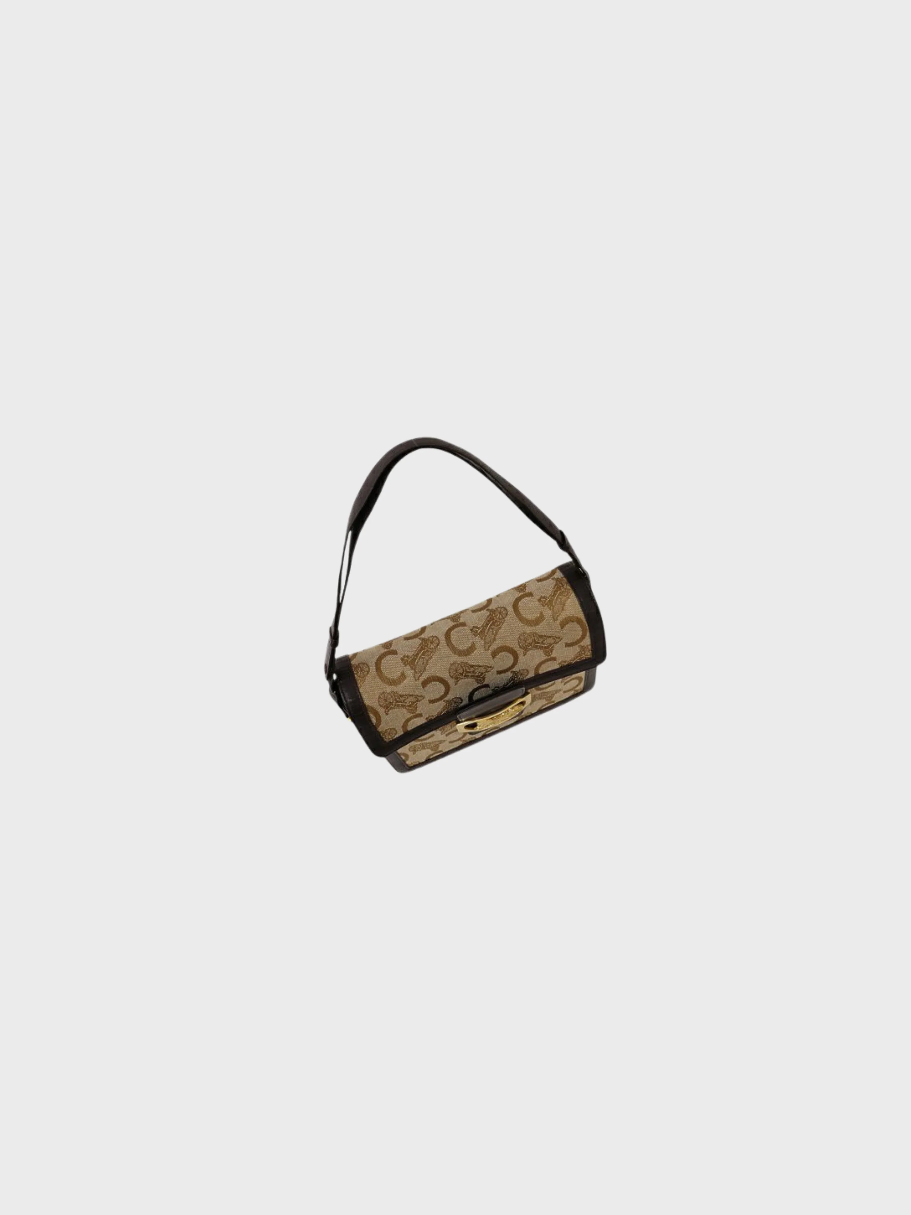 Celine 2000s Beige Brown Canvas Leather C Macadam One-Shoulder Bag - Image 6