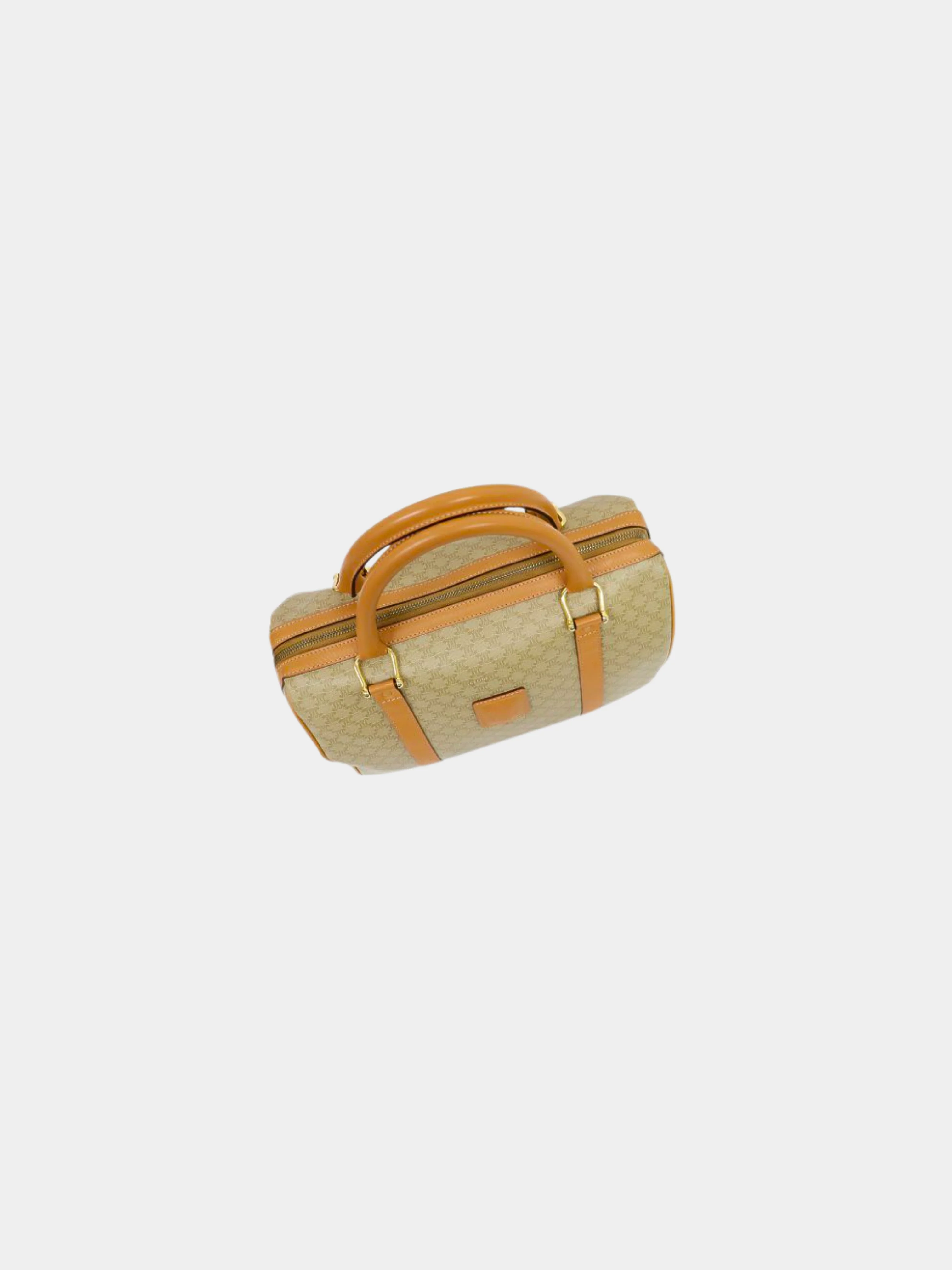 Celine 2000s Beige Macadam Blazon PVC Boston Bag - Image 5