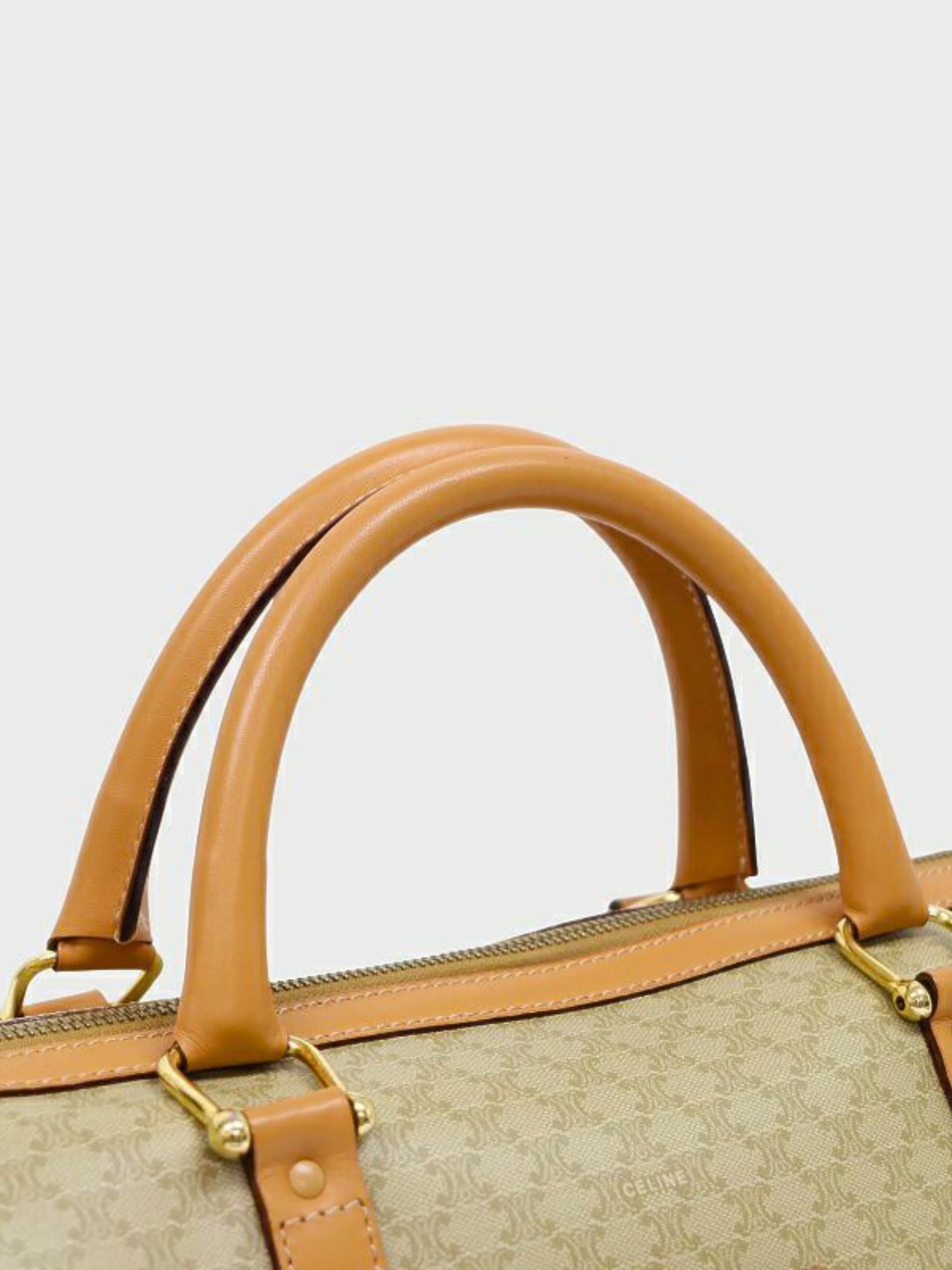 Celine 2000s Beige Macadam Blazon PVC Boston Bag - Image 6