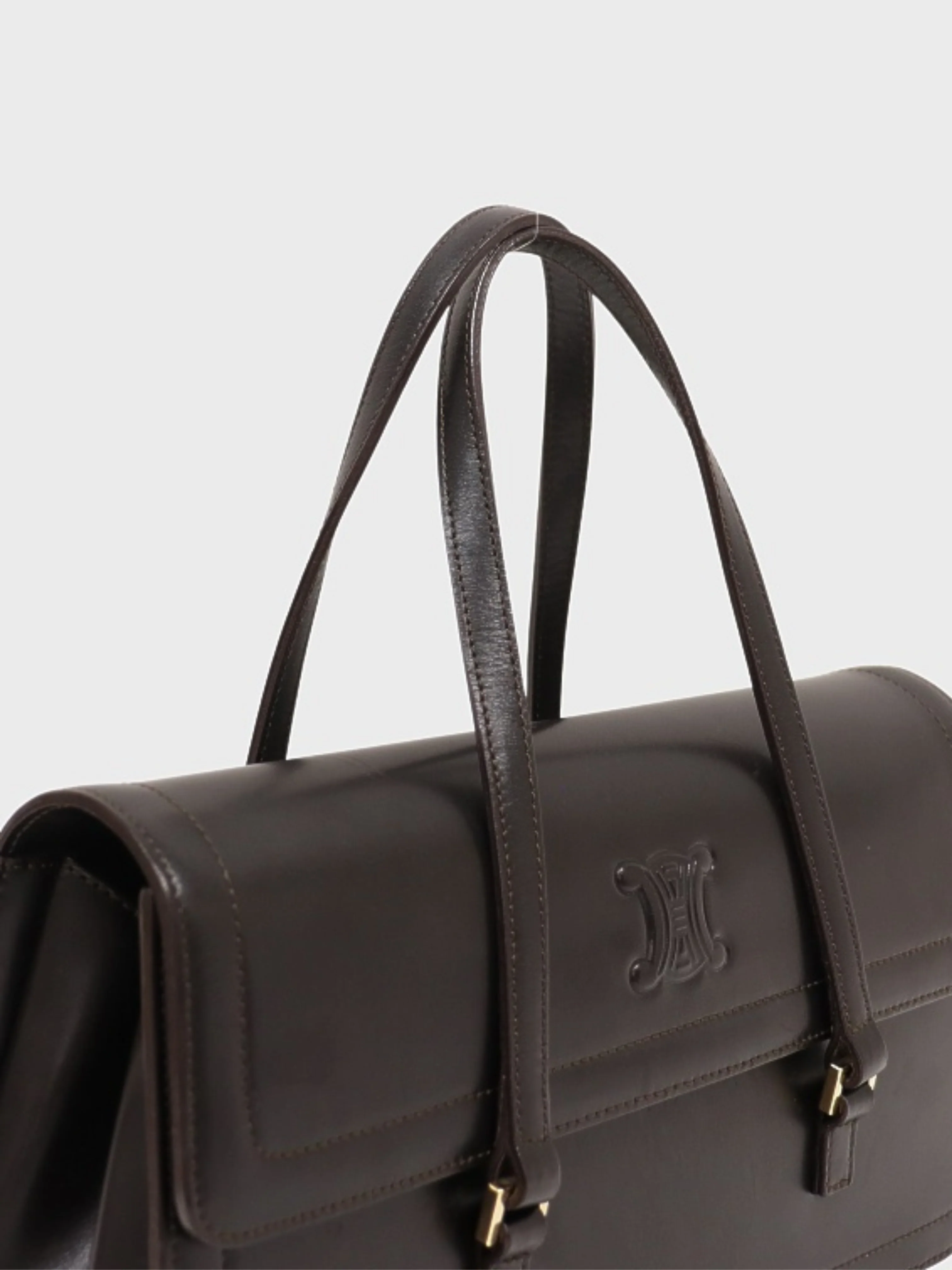 Celine 2000s Black Leather Triomphe Handbag - Image 5