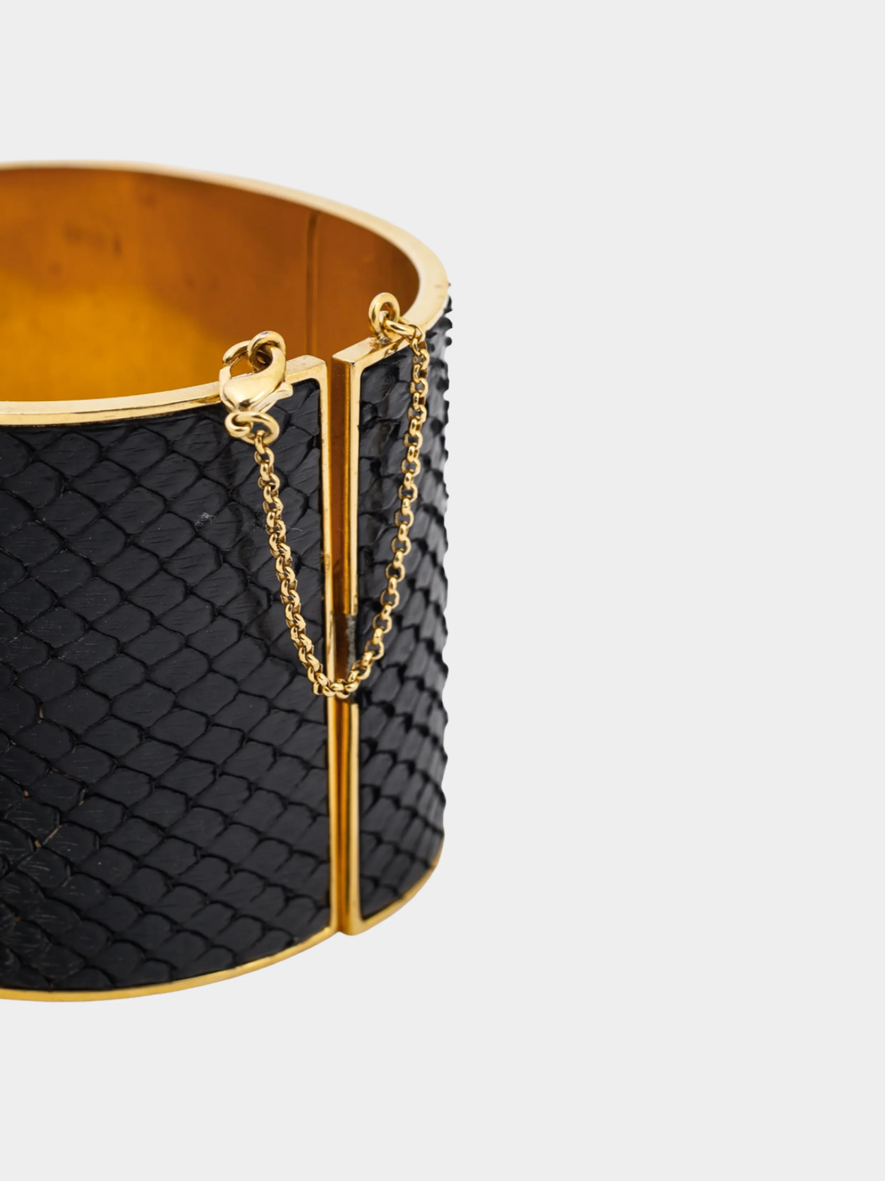 Celine 2000s Black Snakeskin Wide Cuff - Image 3