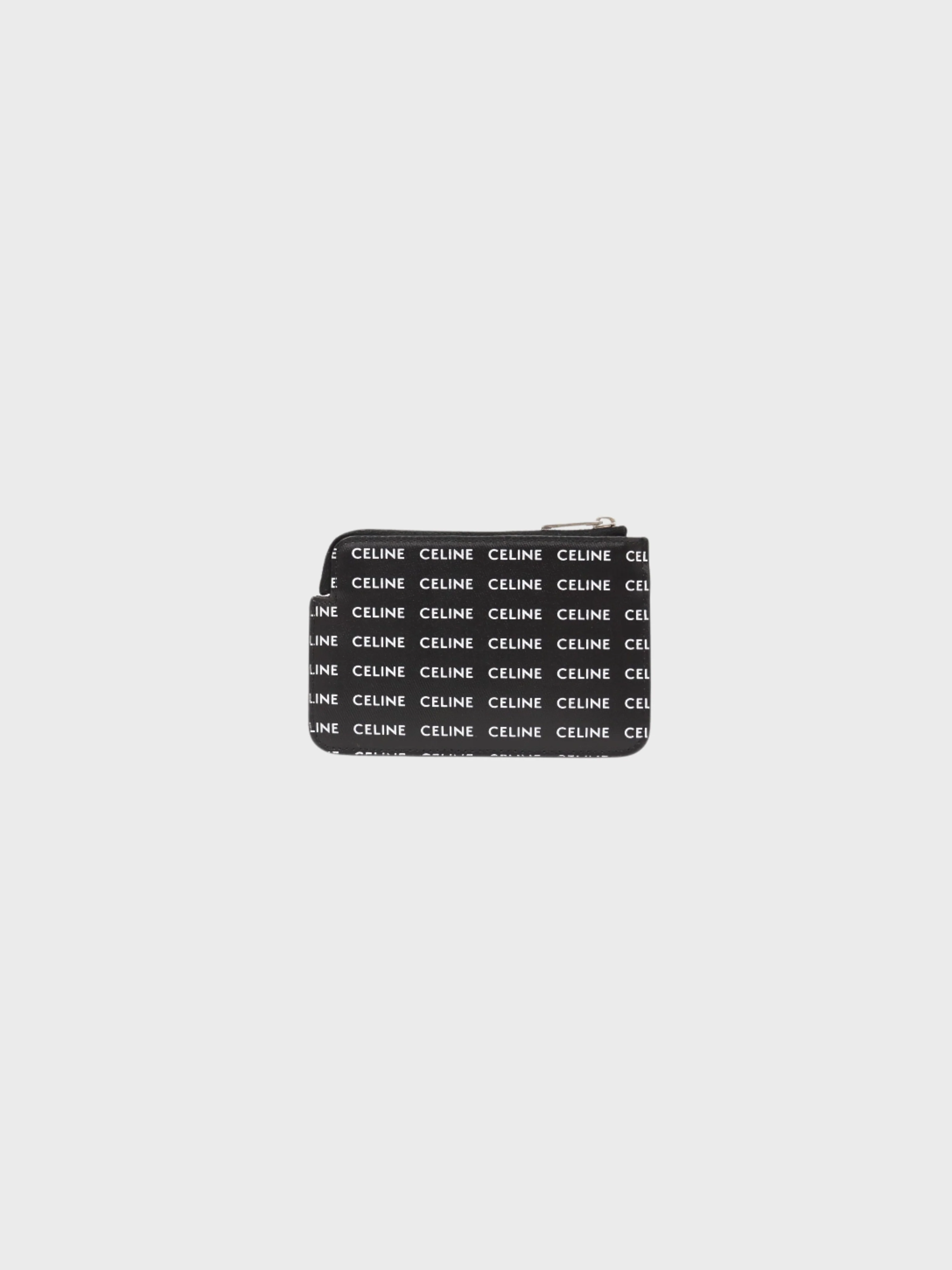 Celine 2020s Black White Leather Logo Zip Coin Case - Image 2