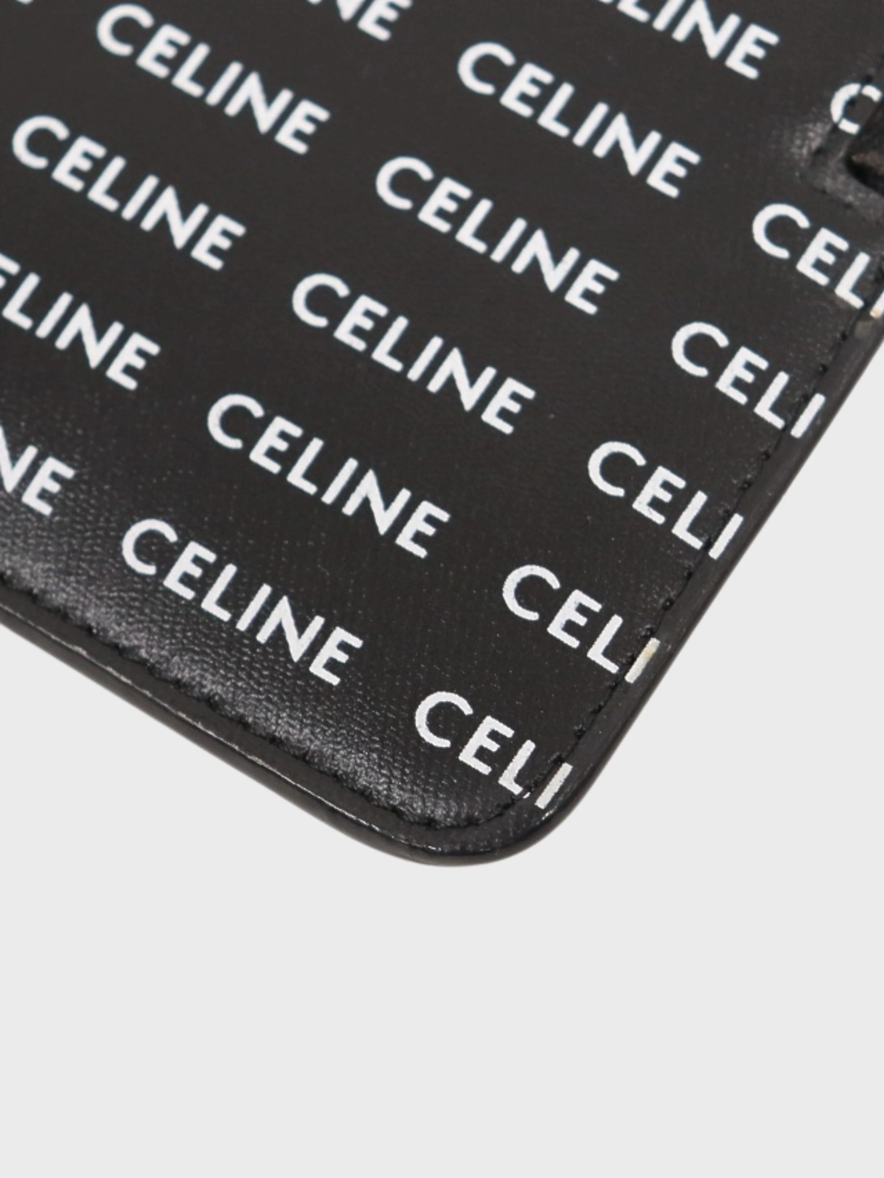 Celine 2020s Black White Leather Logo Zip Coin Case - Image 4
