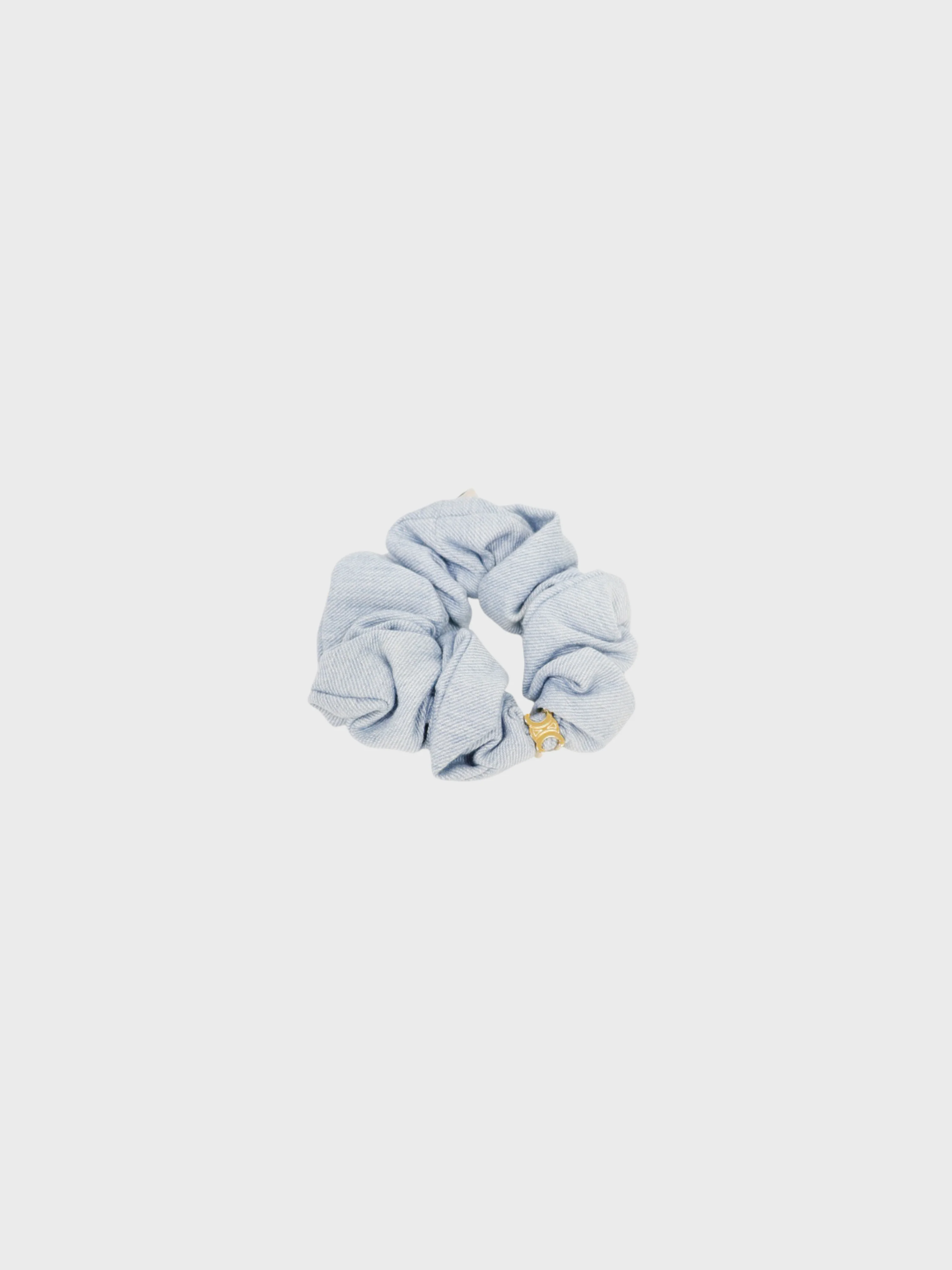 Celine 2020s Blue Cotton Triomphe Denim Scrunchie