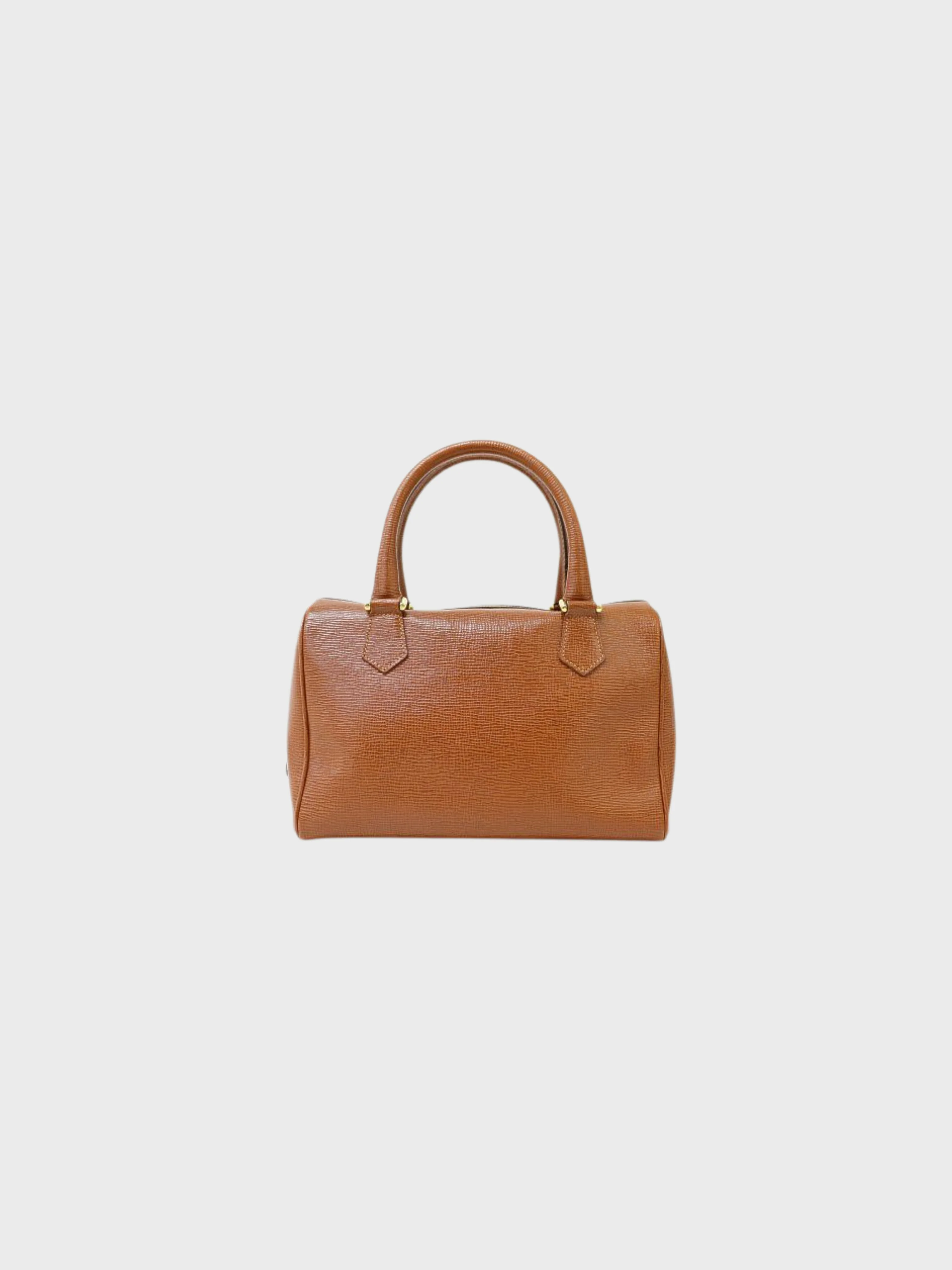 Celine 2000s Brown Blazon-Stamped Leather Boston Bag - Image 2