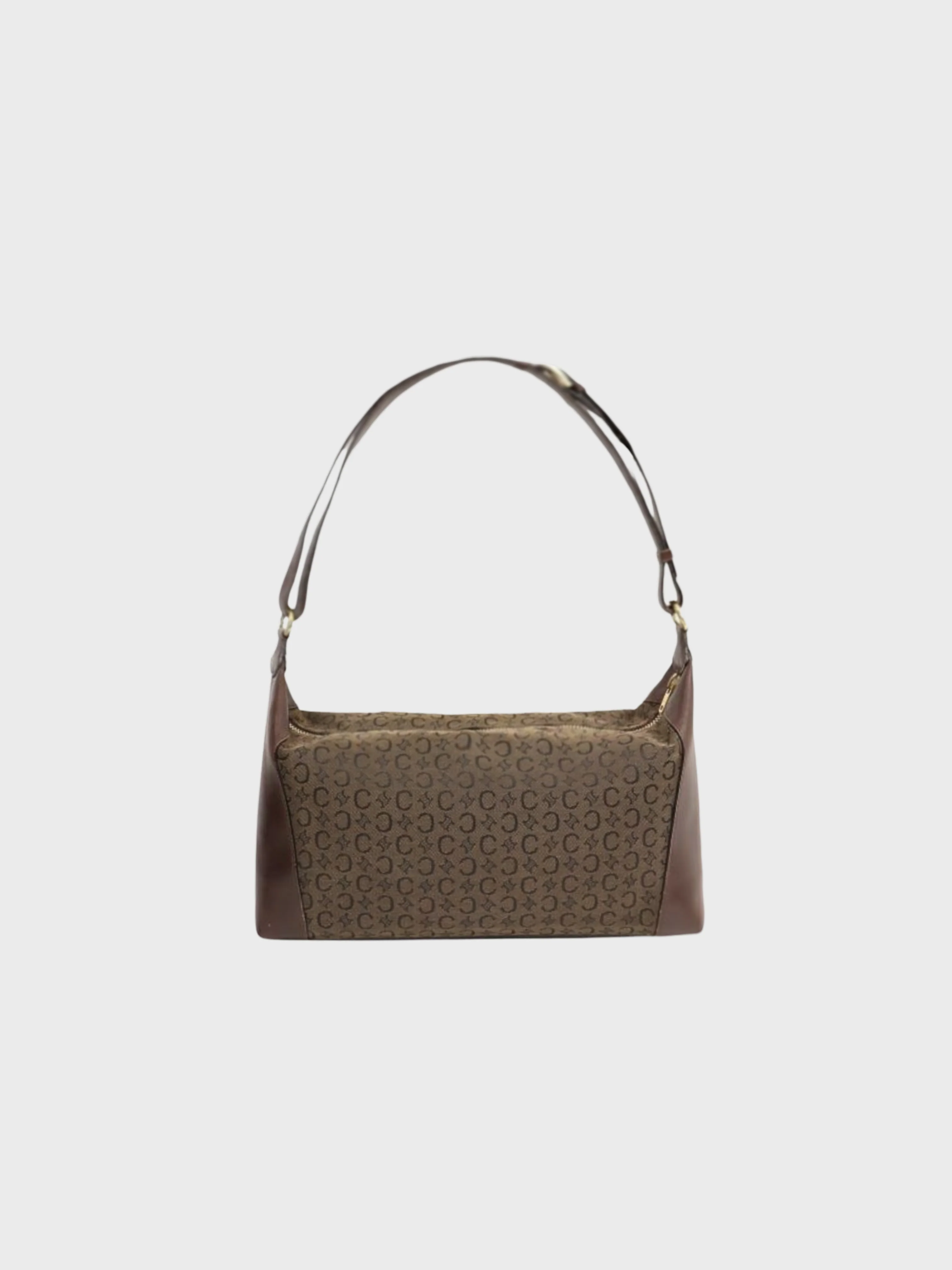 Celine 2000s Brown C-Macadam Canvas Leather One-Shoulder Bagc