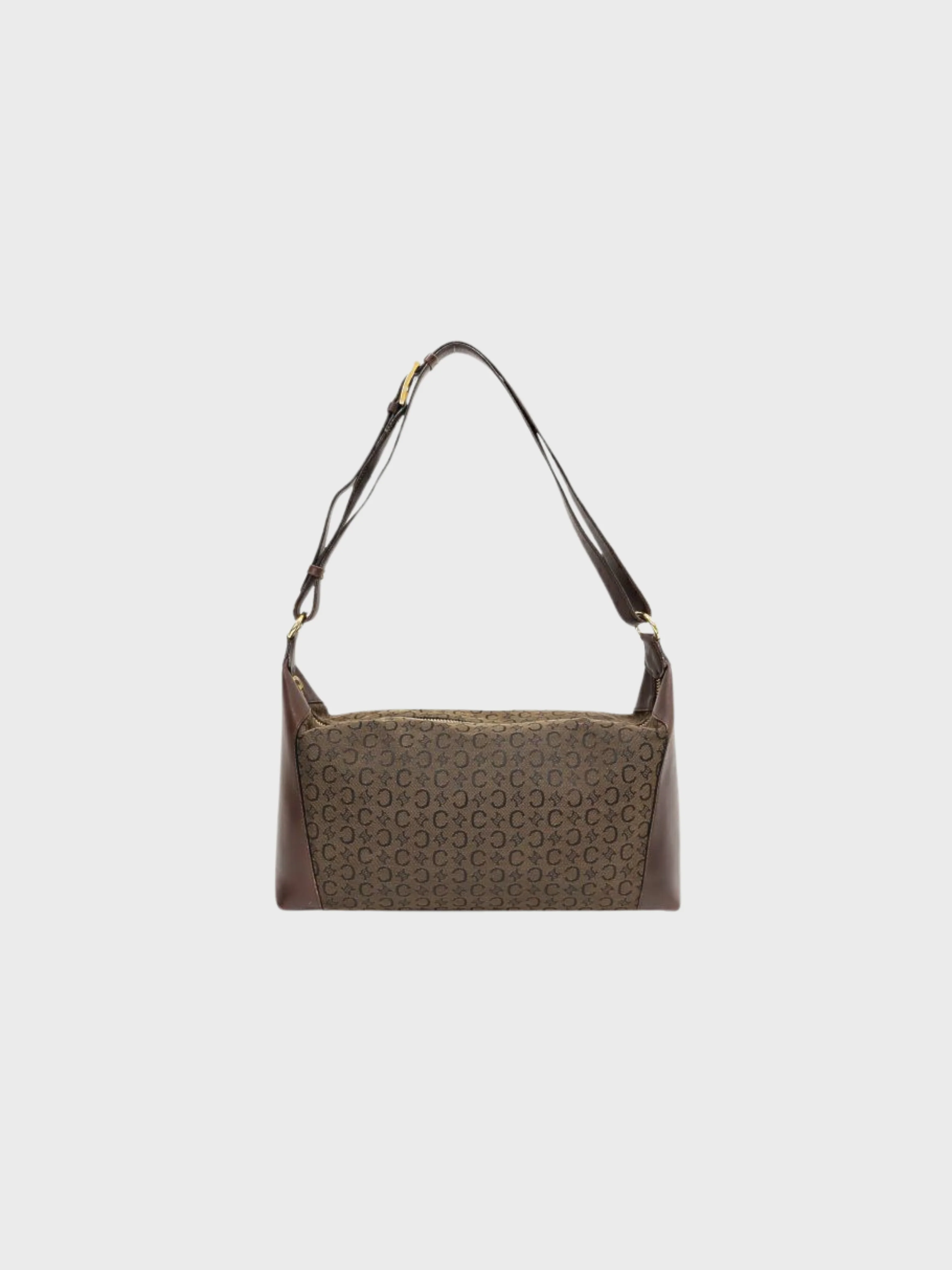 Celine 2000s Brown C-Macadam Canvas Leather One-Shoulder Bagc - Image 2