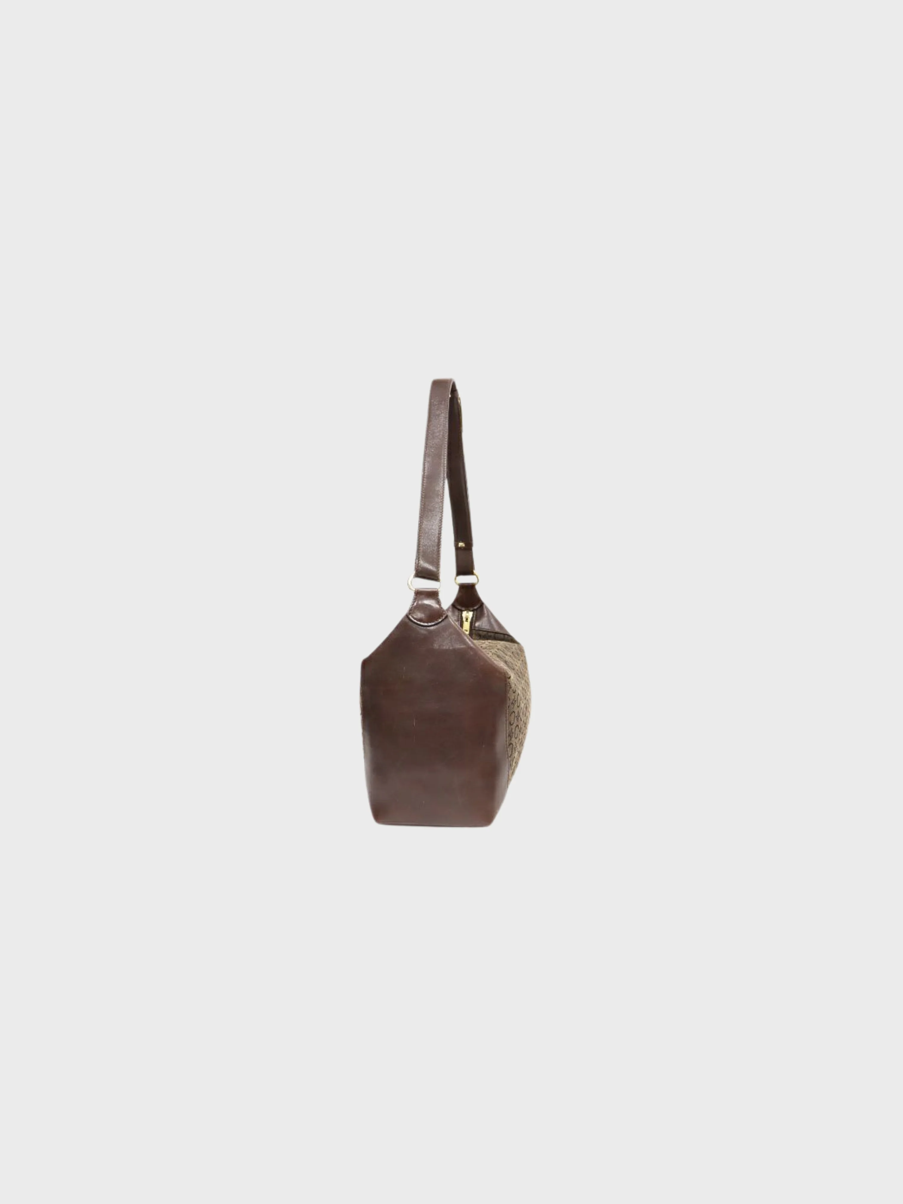 Celine 2000s Brown C-Macadam Canvas Leather One-Shoulder Bagc - Image 3