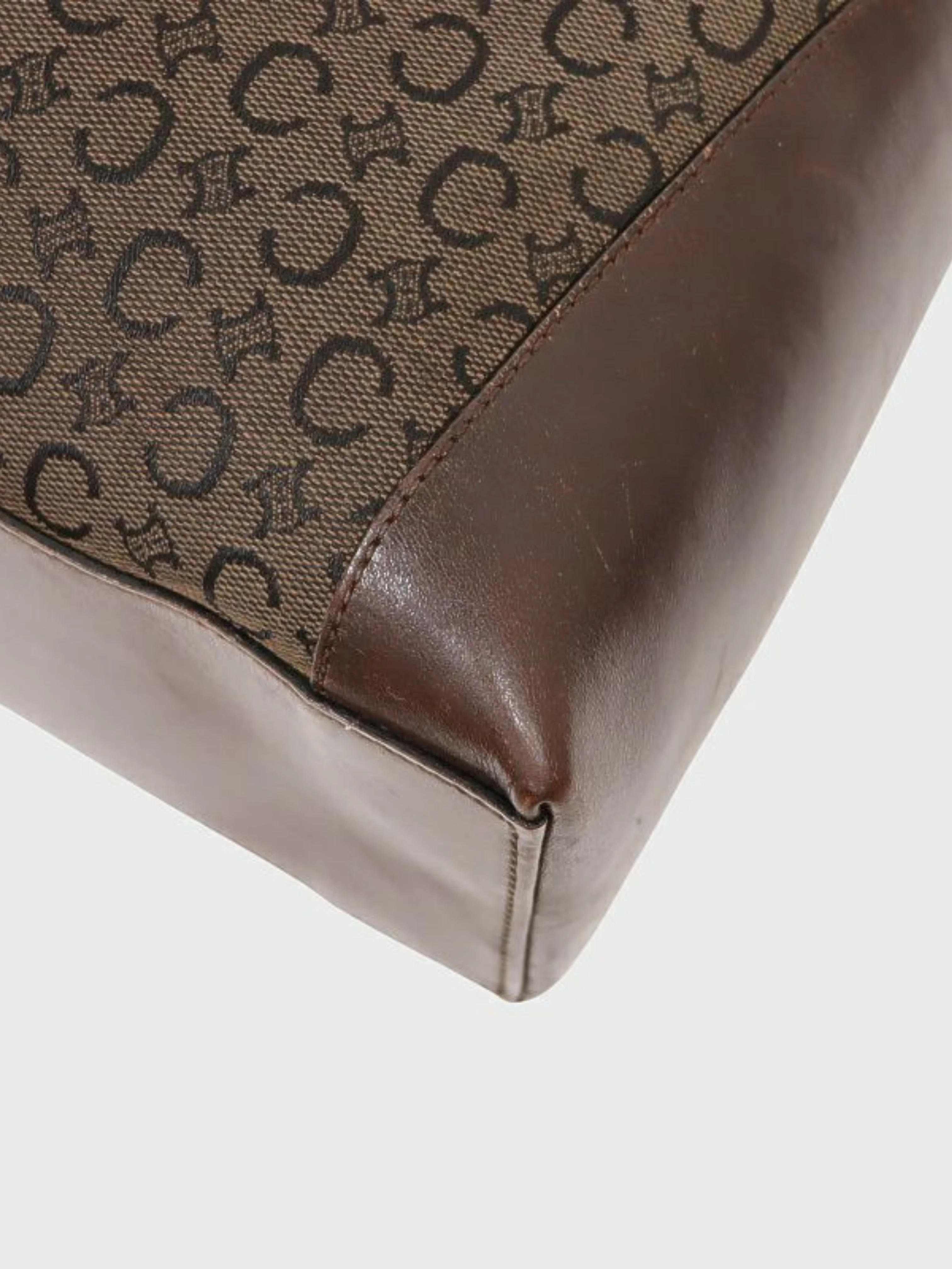 Celine 2000s Brown C-Macadam Canvas Leather One-Shoulder Bagc - Image 5