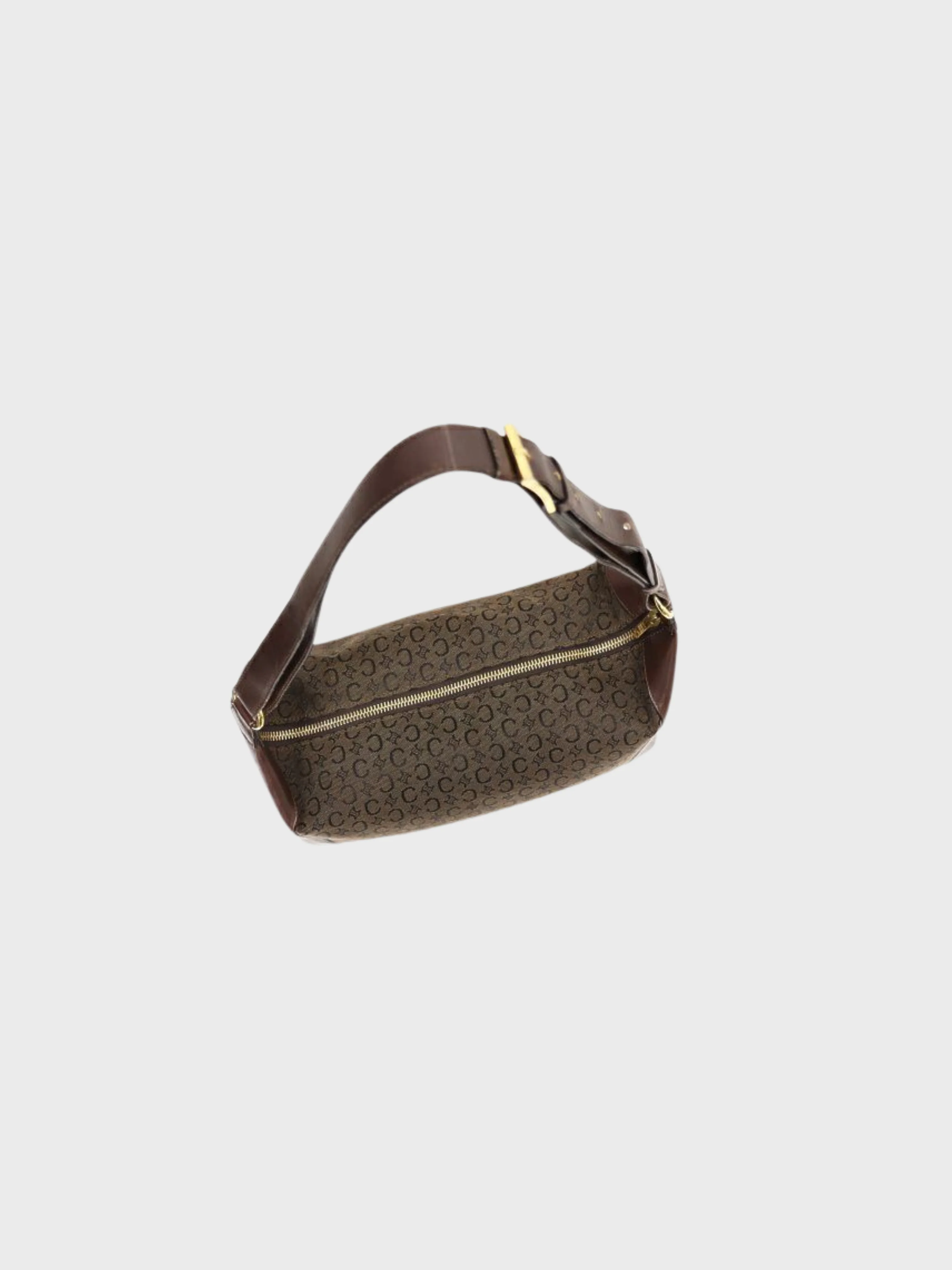 Celine 2000s Brown C-Macadam Canvas Leather One-Shoulder Bagc - Image 7