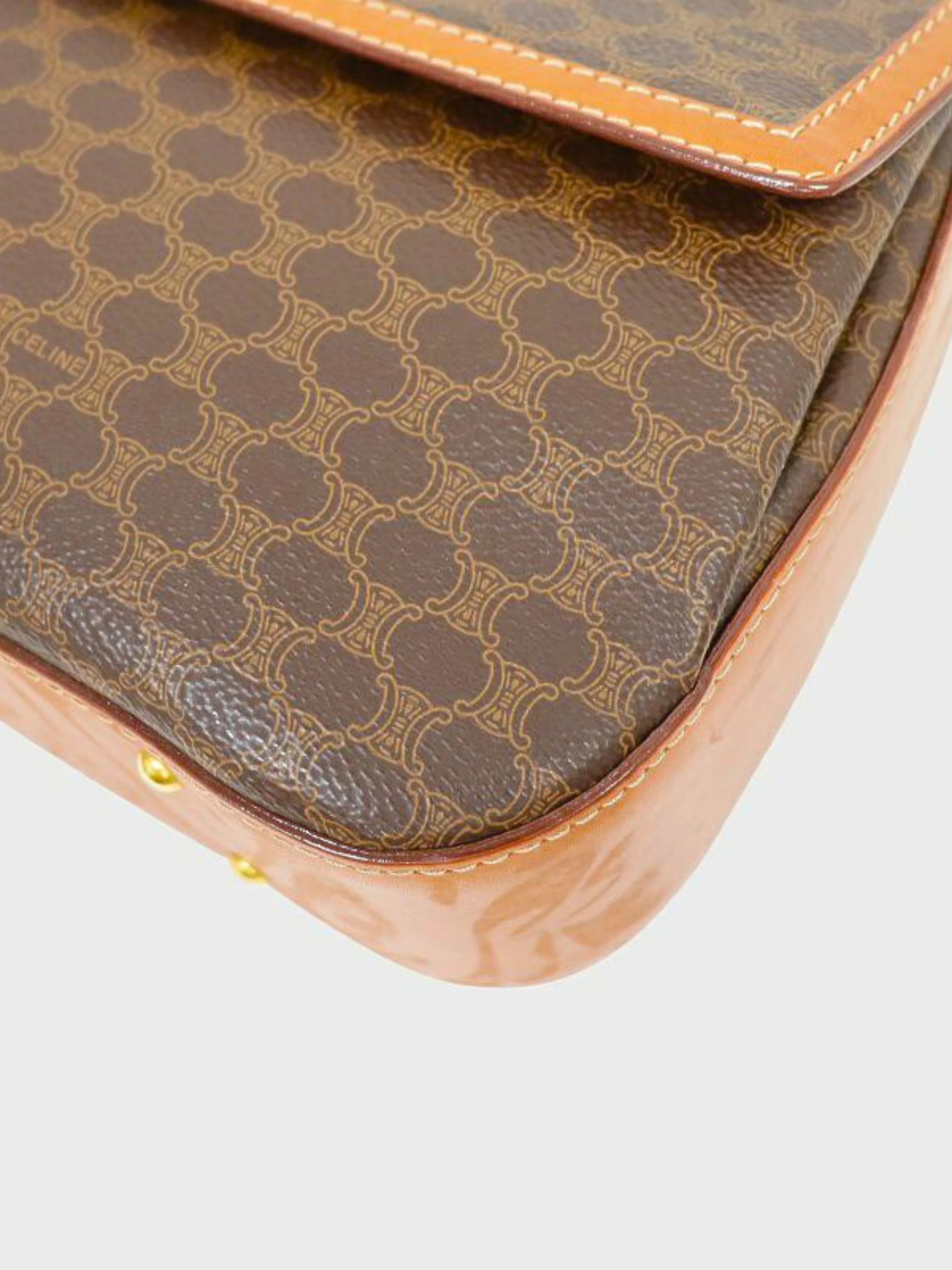 Celine 2000s Brown Macadam Turn Lock Handbag - Image 5