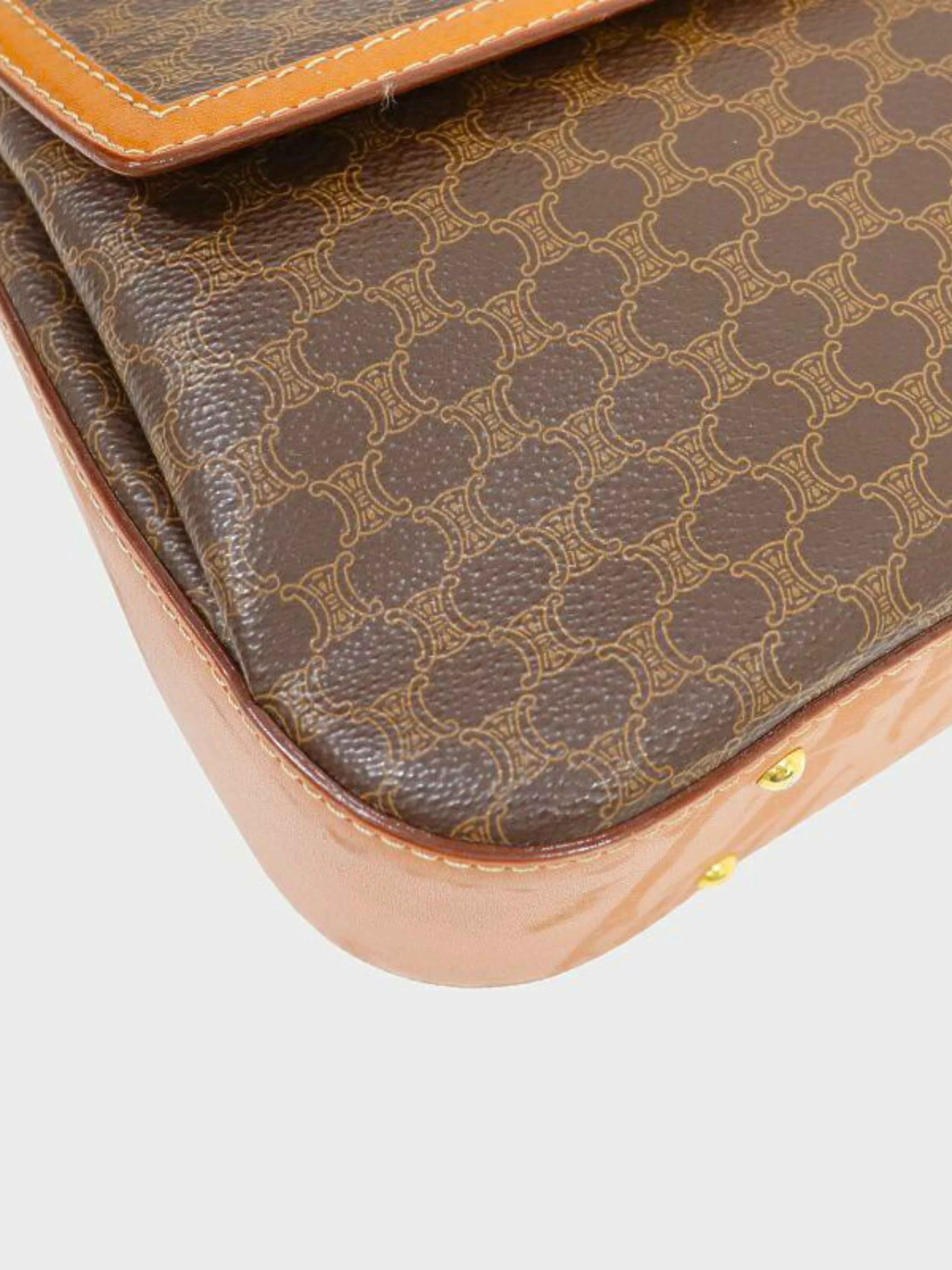 Celine 2000s Brown Macadam Turn Lock Handbag - Image 6