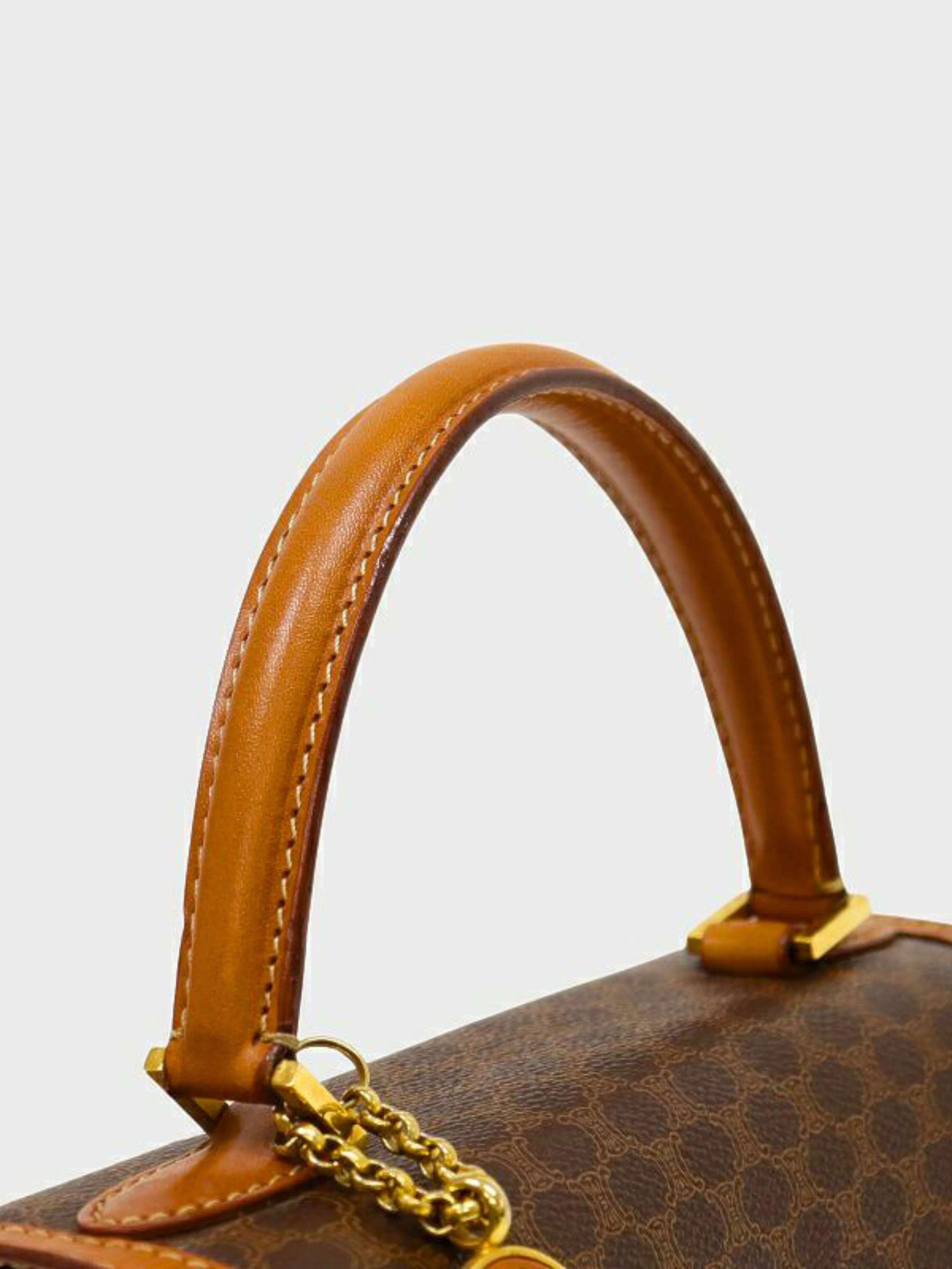 Celine 2000s Brown Macadam Turn Lock Handbag - Image 8