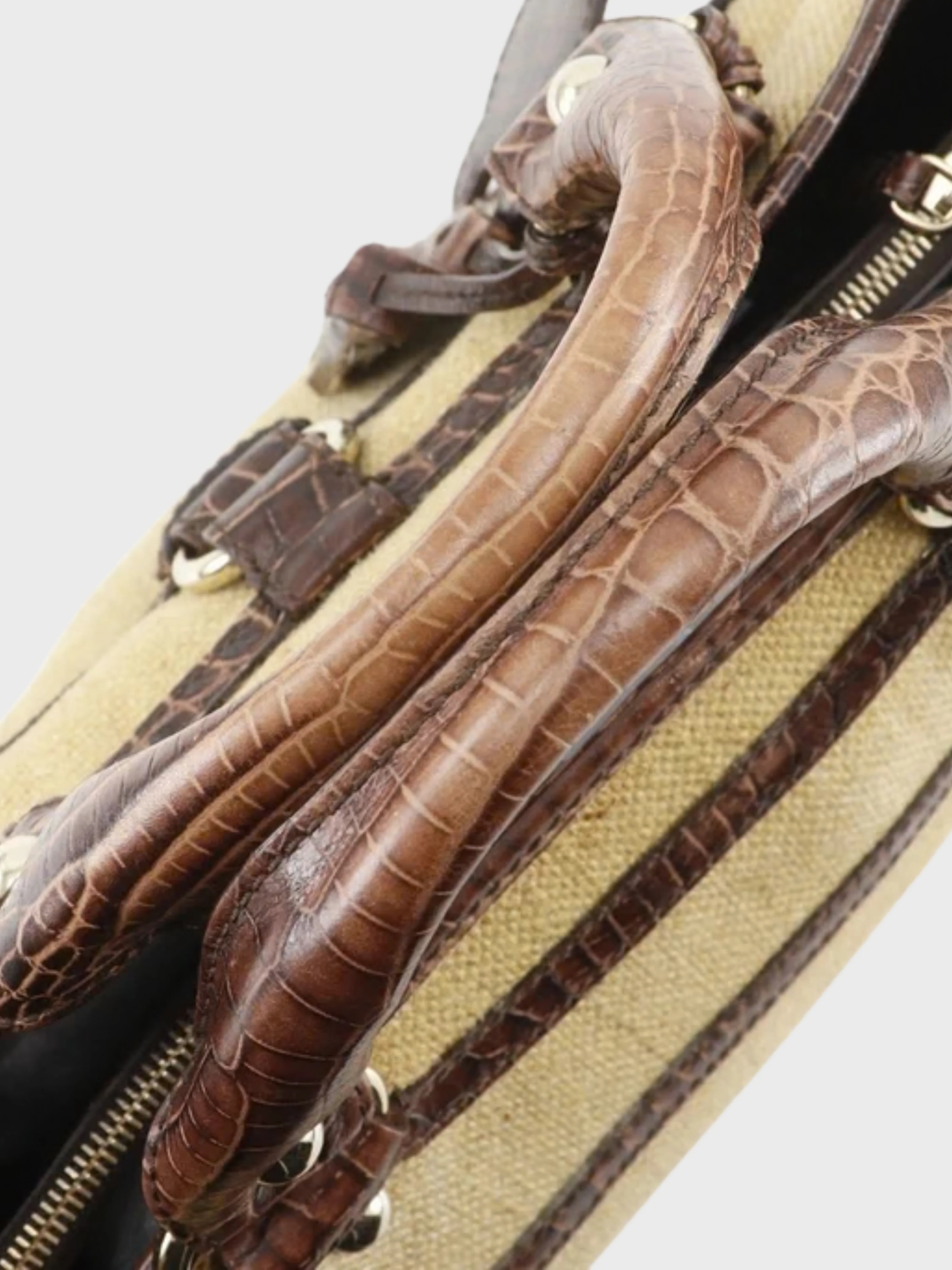 Celine 2000s Brown Straw-Embossed Leather Boogie Bag - Image 5