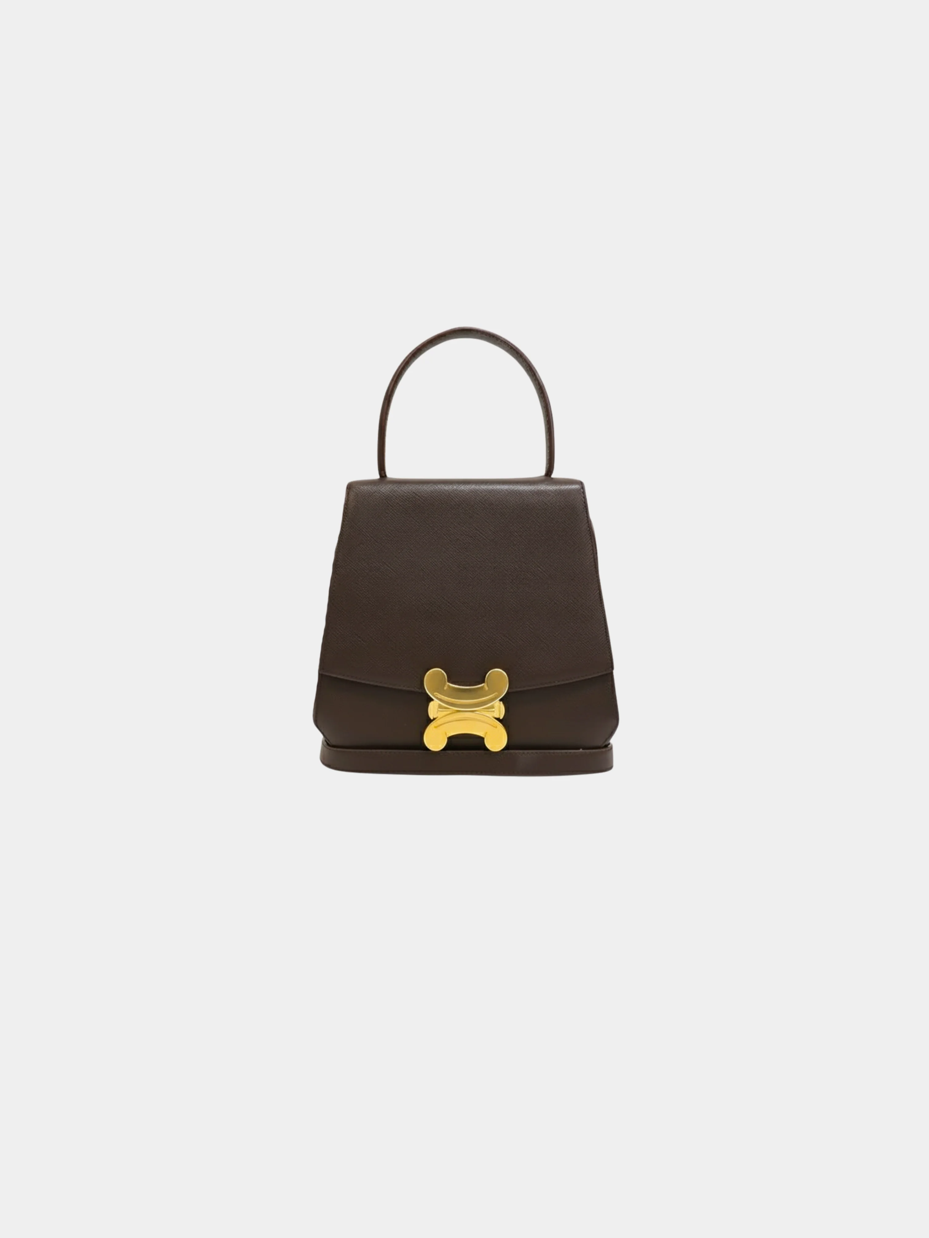 Celine 2000s Brown Triomphe Leather 2-Way Bag