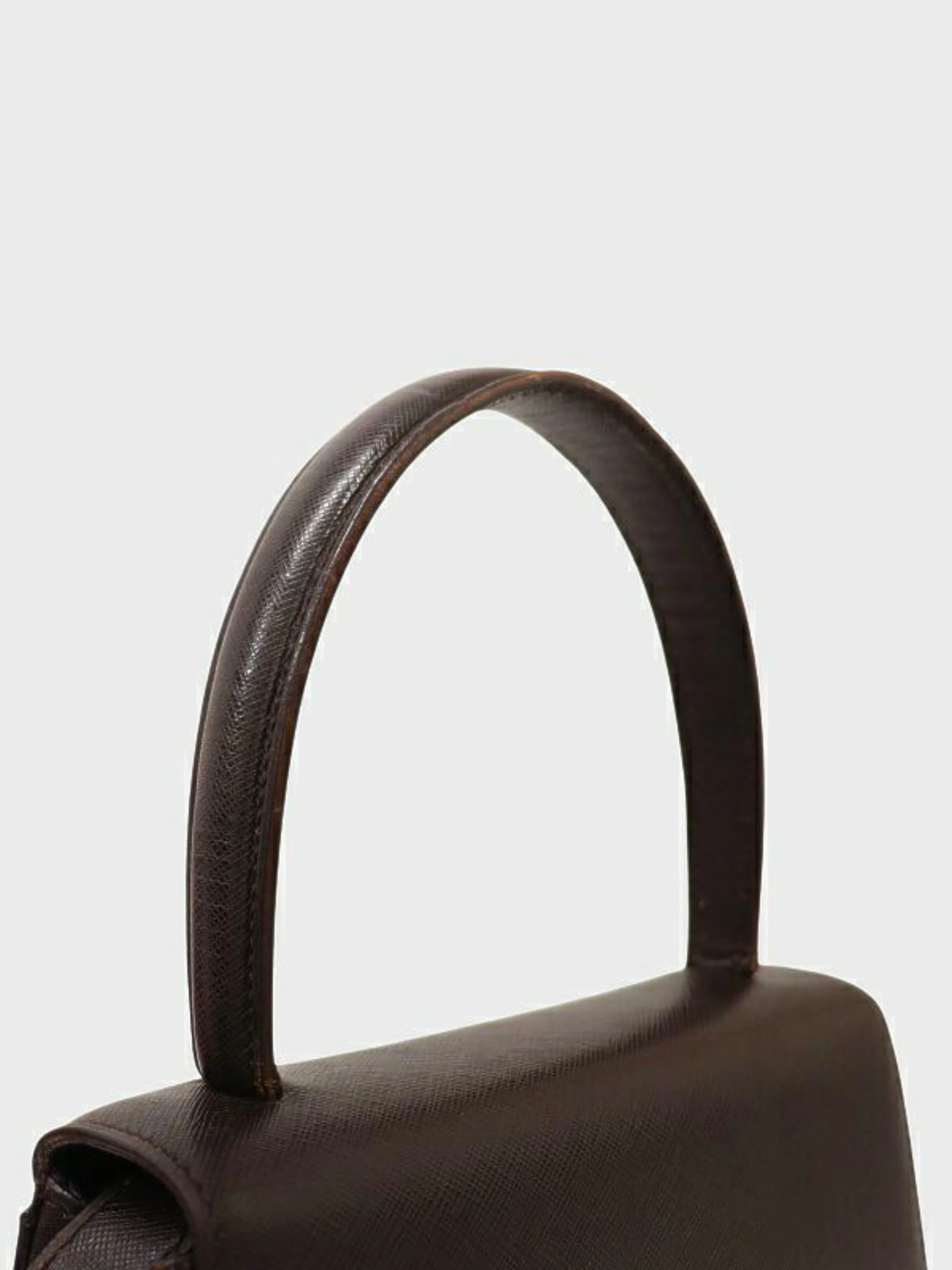 Celine 2000s Brown Triomphe Leather 2-Way Bag - Image 6