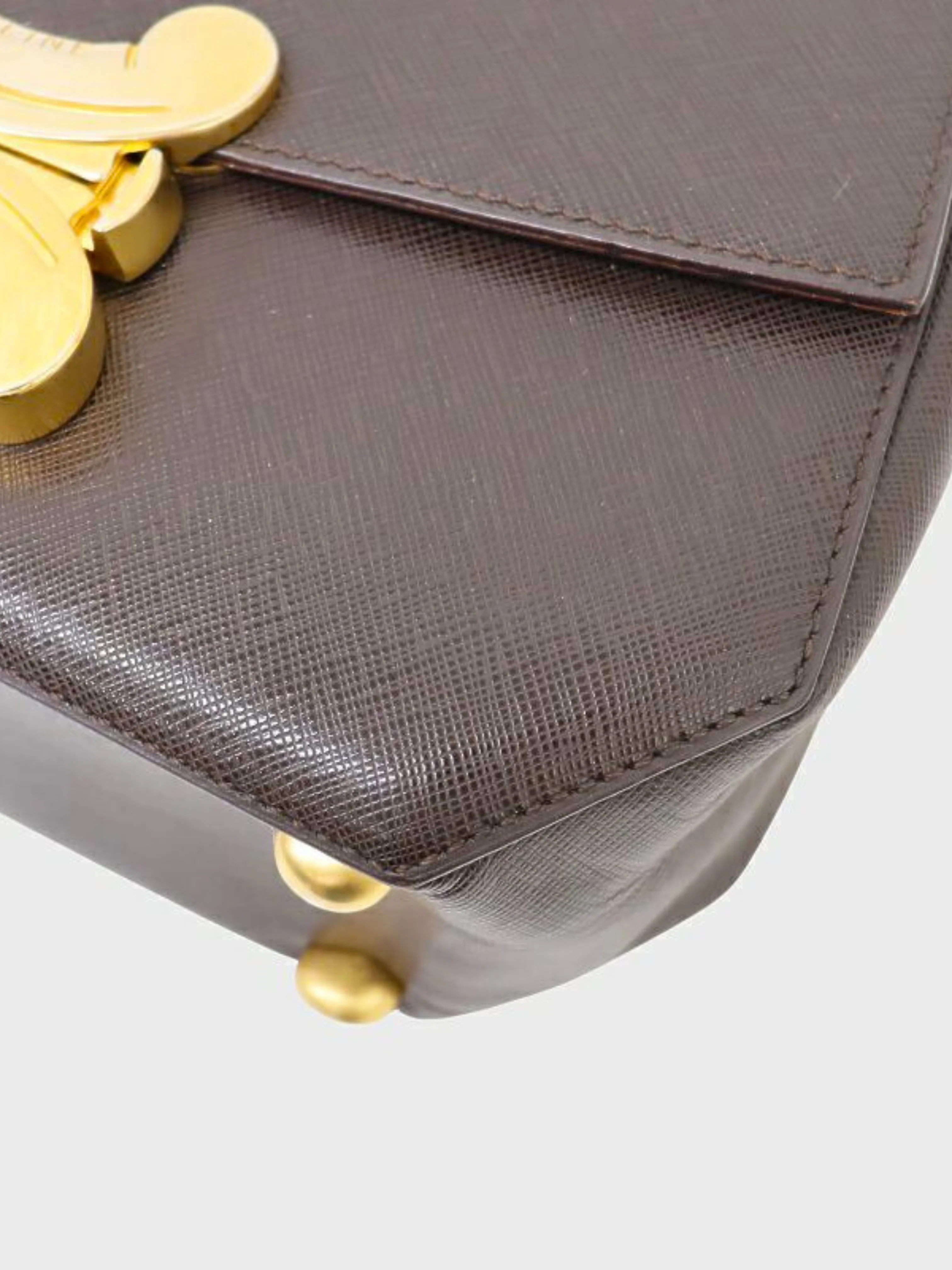 Celine 2000s Brown Triomphe Leather 2-Way Bag - Image 7