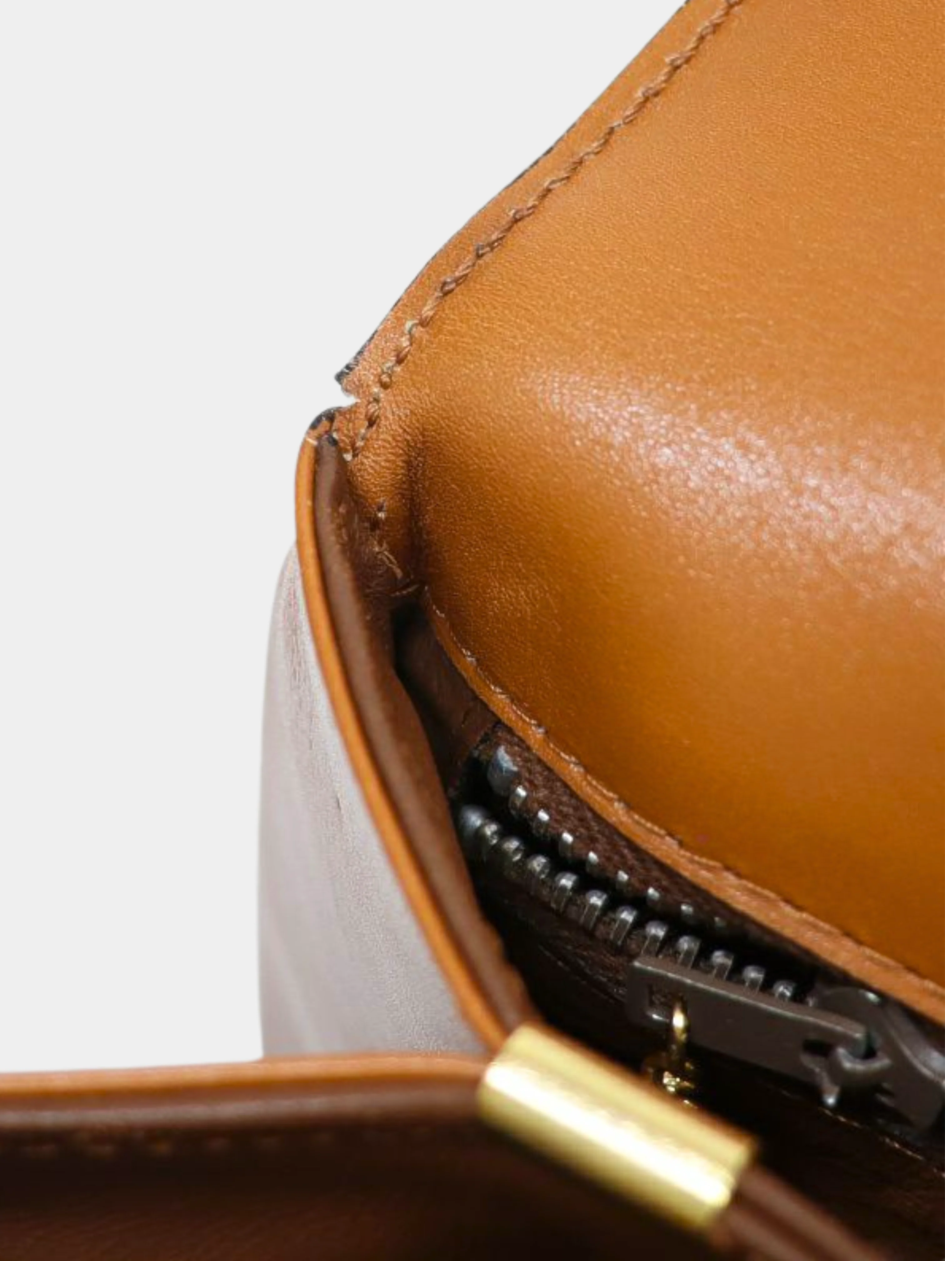 Celine 2000s Brown Triomphe Leather Shoulder Bag - Image 10