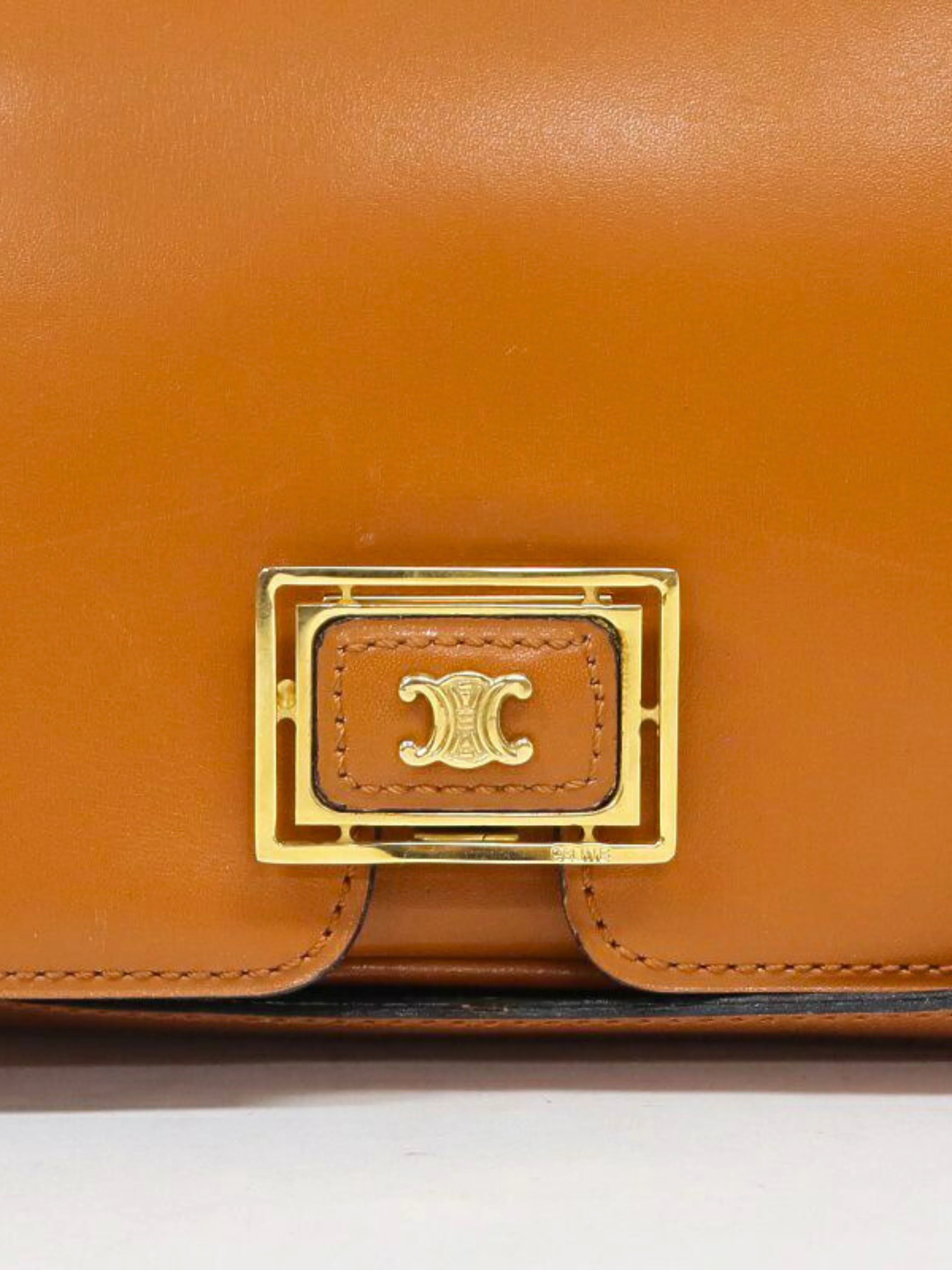 Celine 2000s Brown Triomphe Leather Shoulder Bag - Image 7
