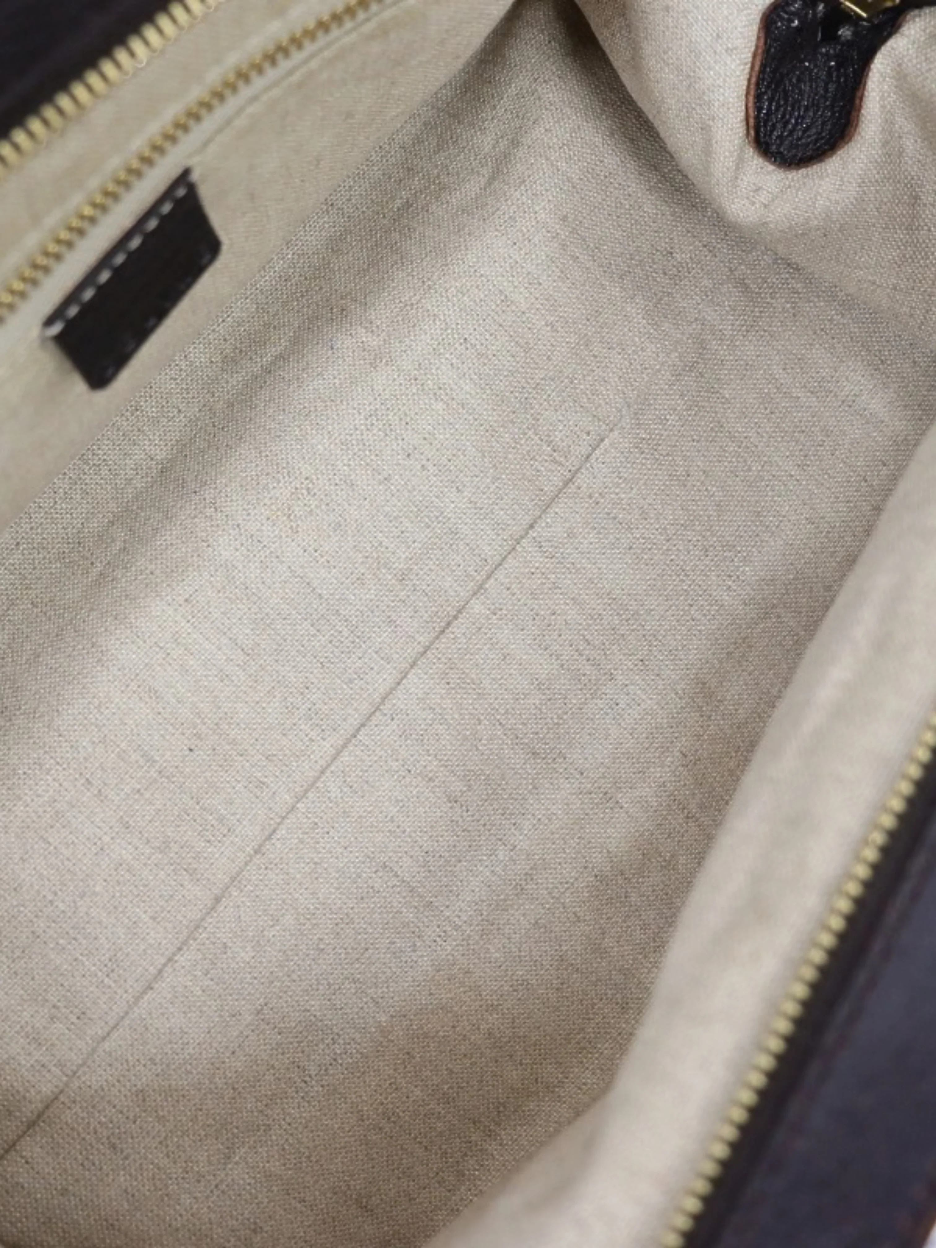 Celine AW 2004 Brown White Triomphe Nylon Leather Handbag - Image 6