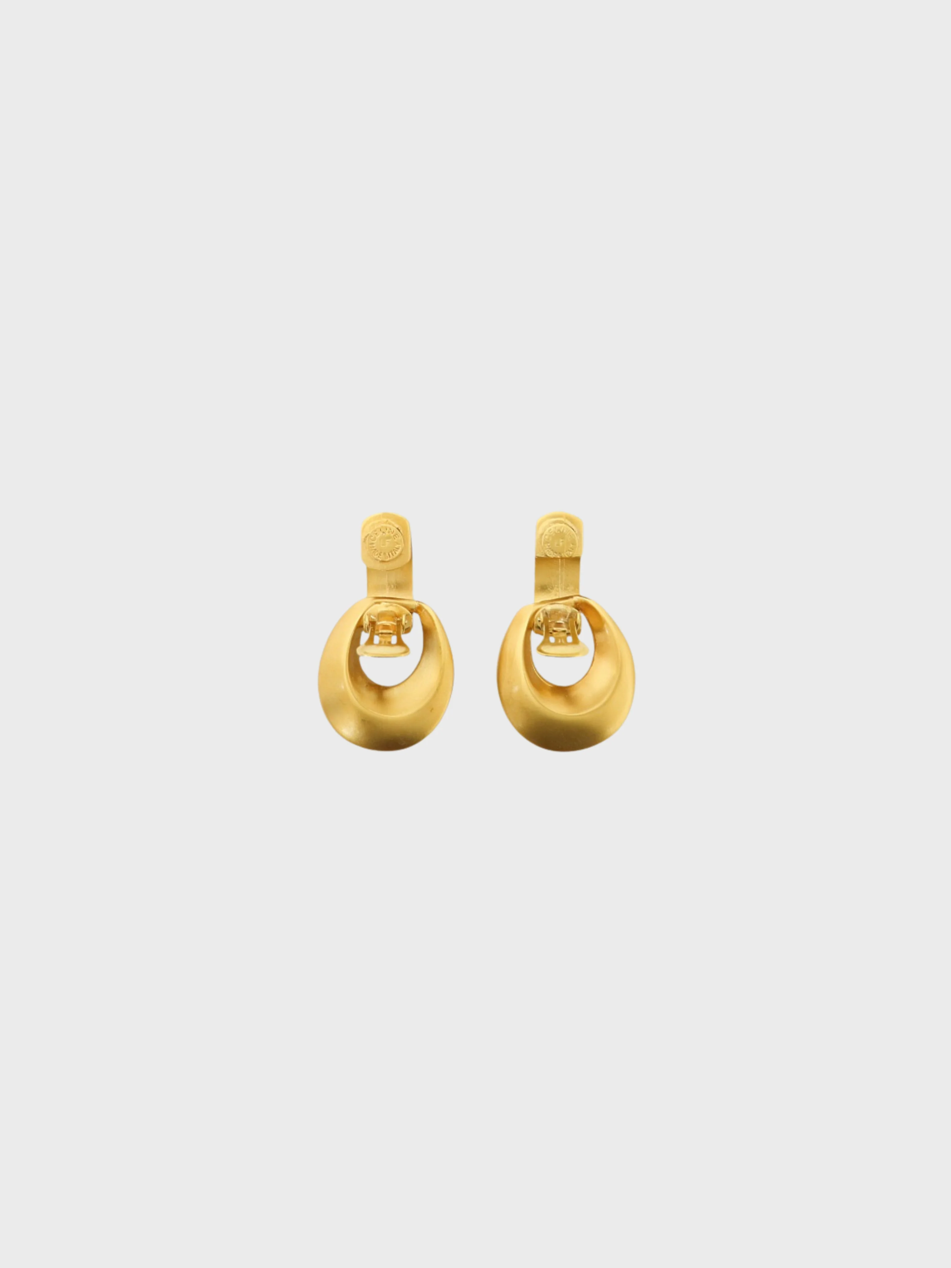 Celine 2000s Gold Plated Metal Logo Earrings - Image 2